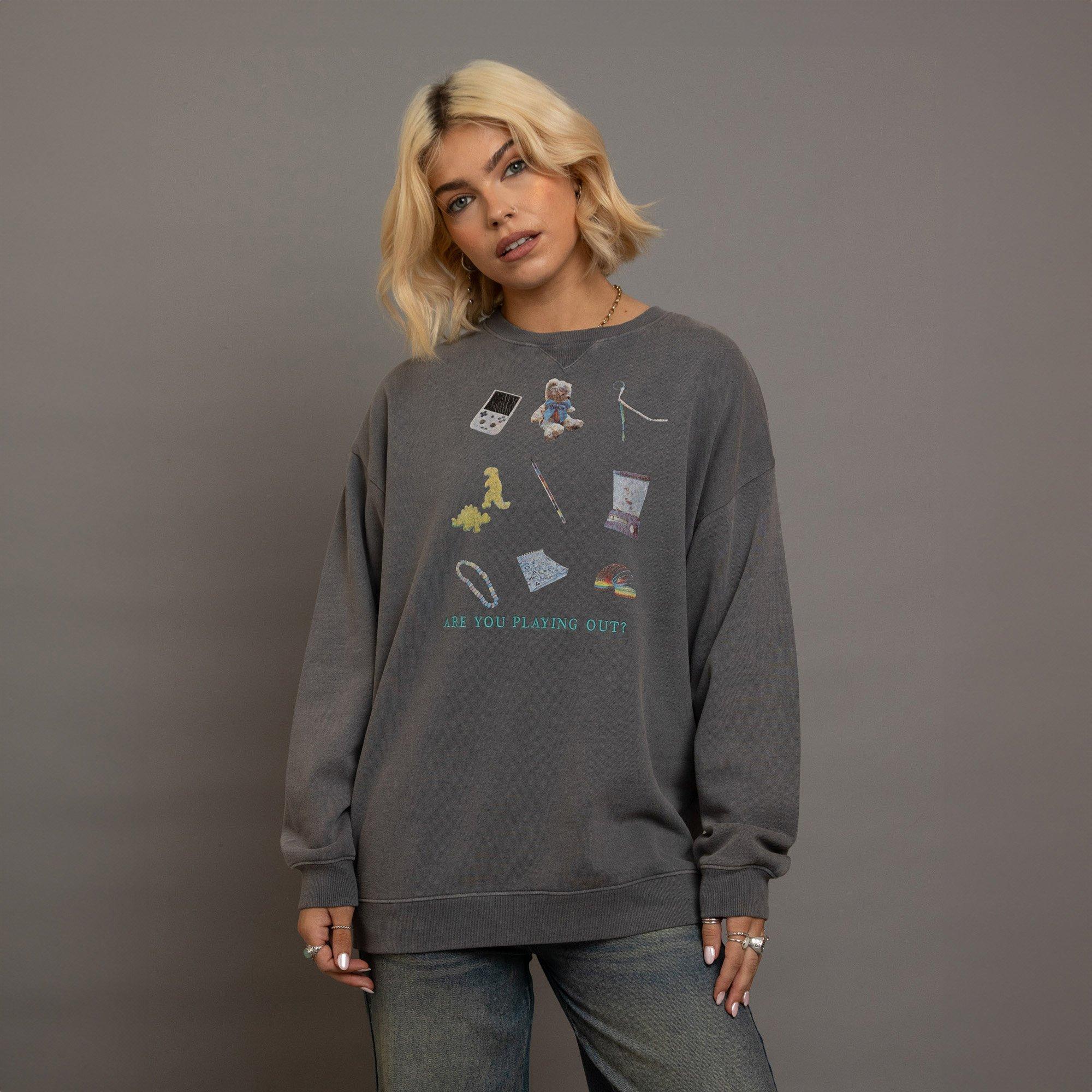 CHARCOAL WASH - Daisy Street - Graphic Adults Oversized Sweatshirt - 5