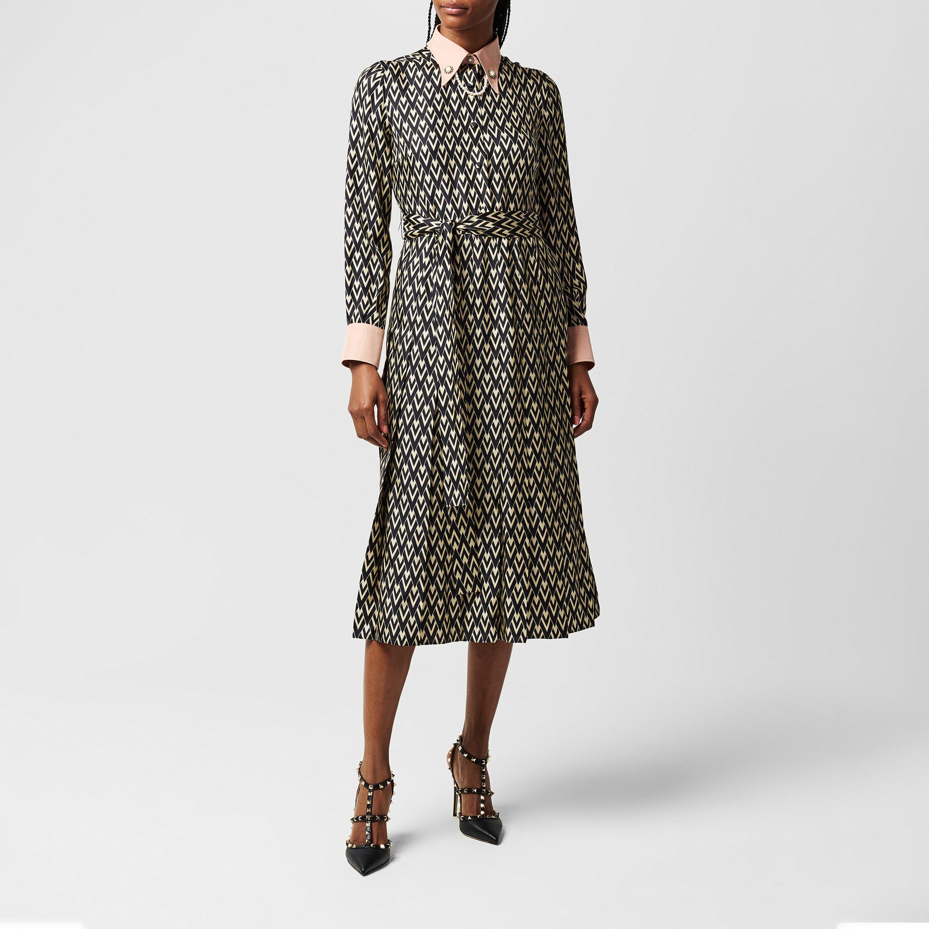 Nero/Crema - Valentino - Vlogo Midi Dress - 1