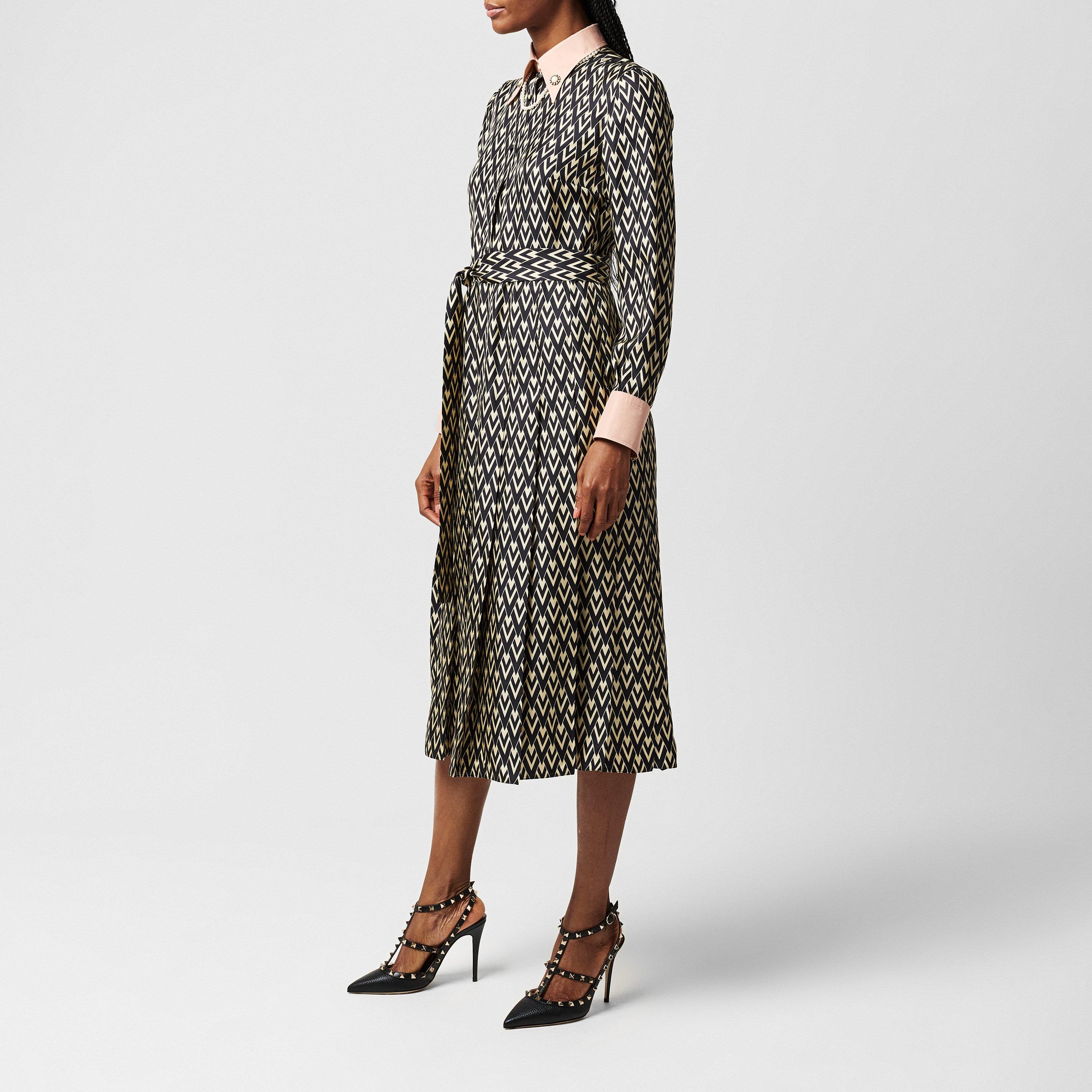 Nero/Crema - Valentino - Vlogo Midi Dress - 2