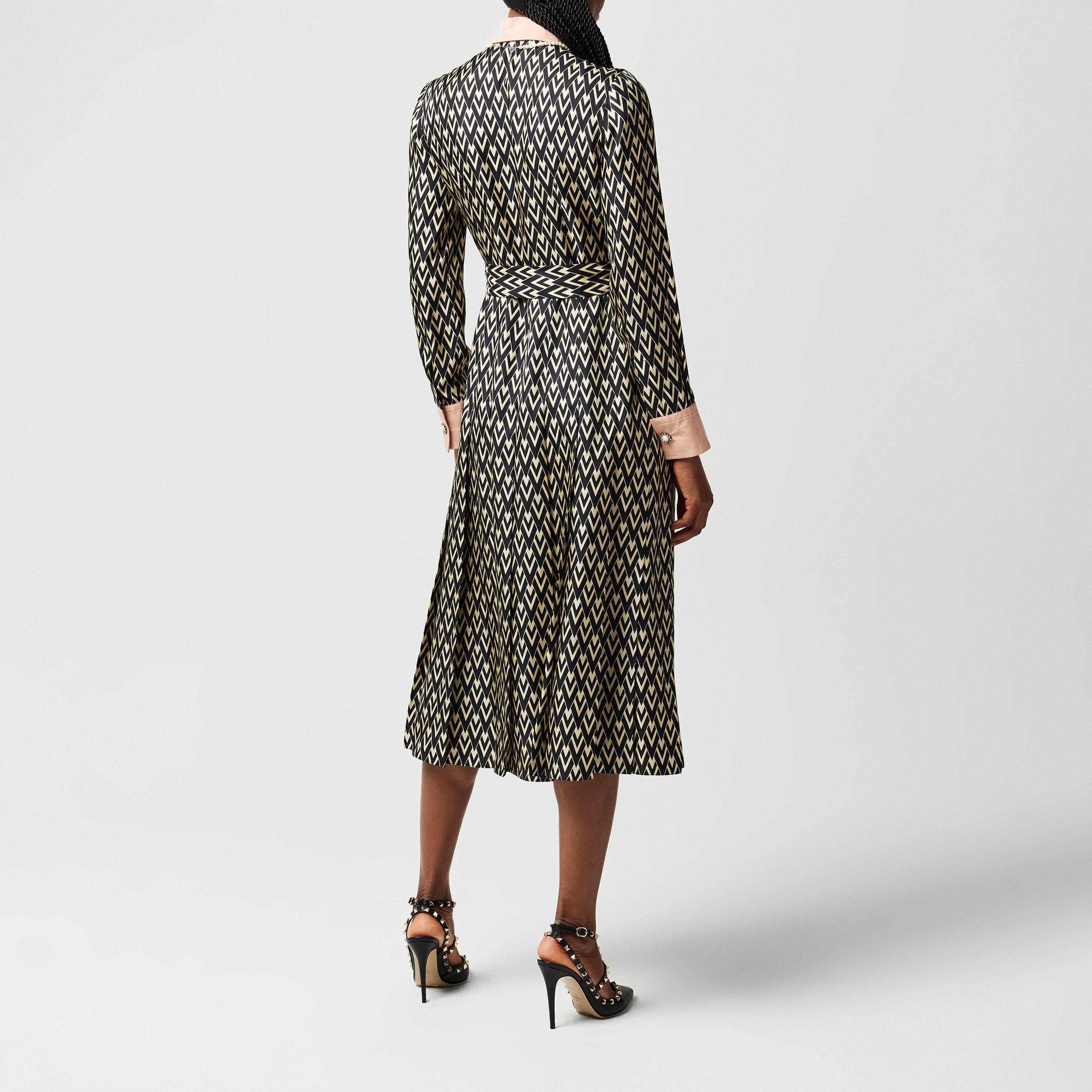 Nero/Crema - Valentino - Vlogo Midi Dress - 3