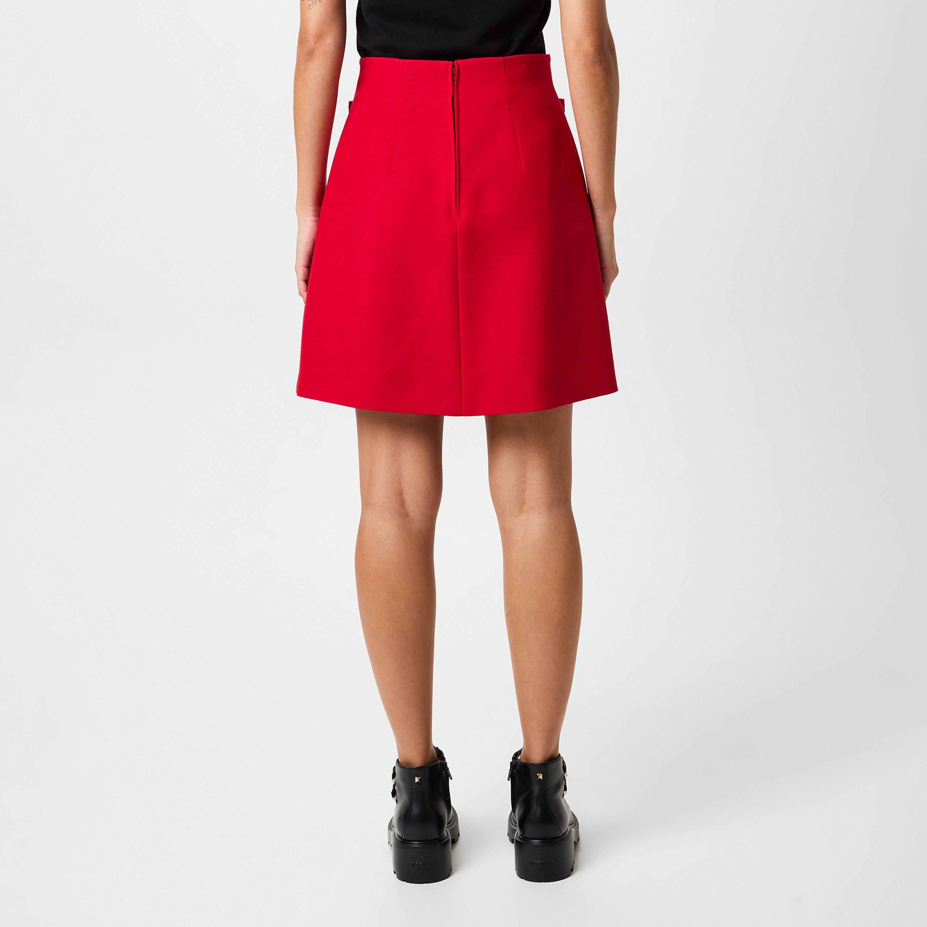 Paris Red - Valentino - Women's Crepe Mini Skirt - 3