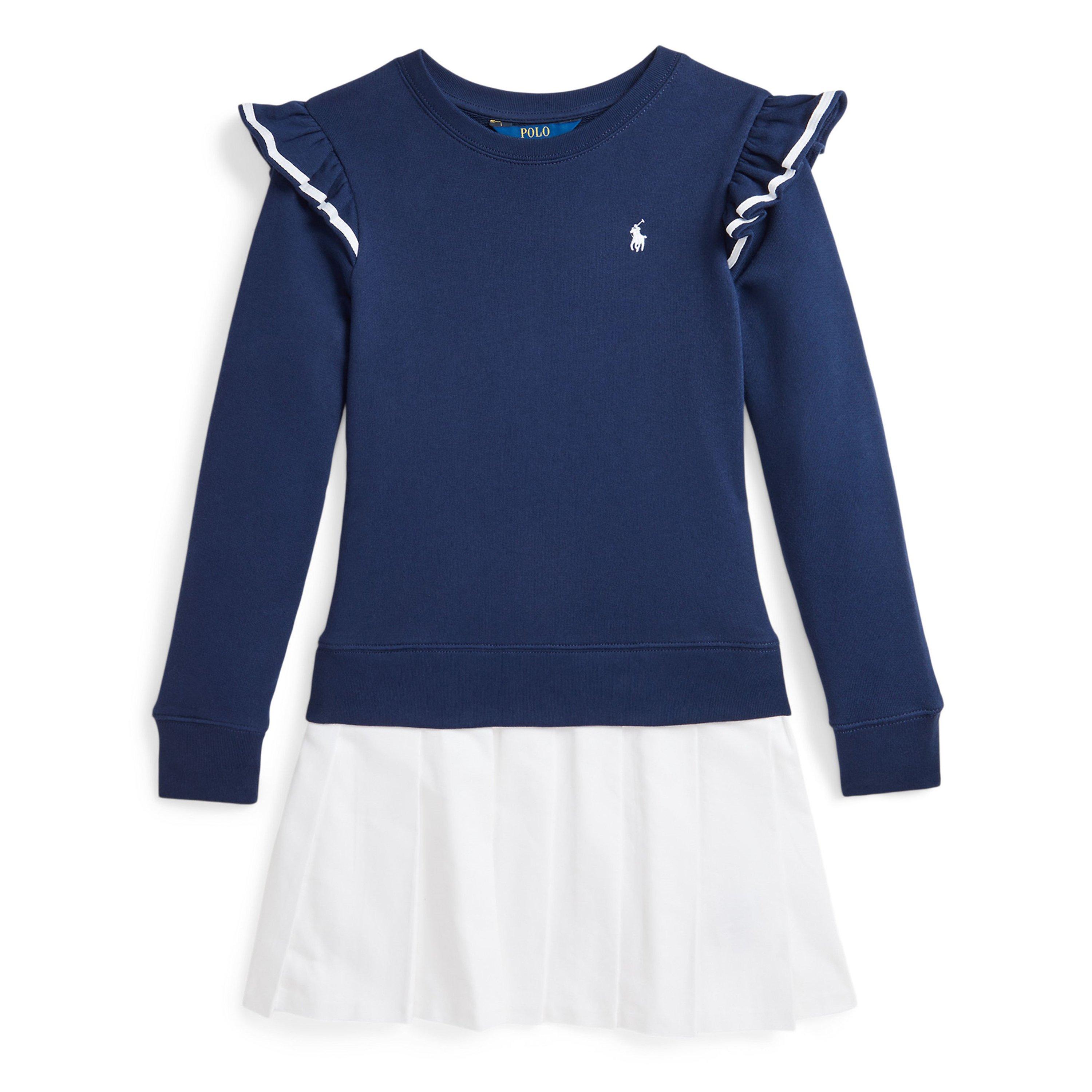 Polo Ralph Lauren Woven-Skirt Terry Dress Juniors - Navy/ White