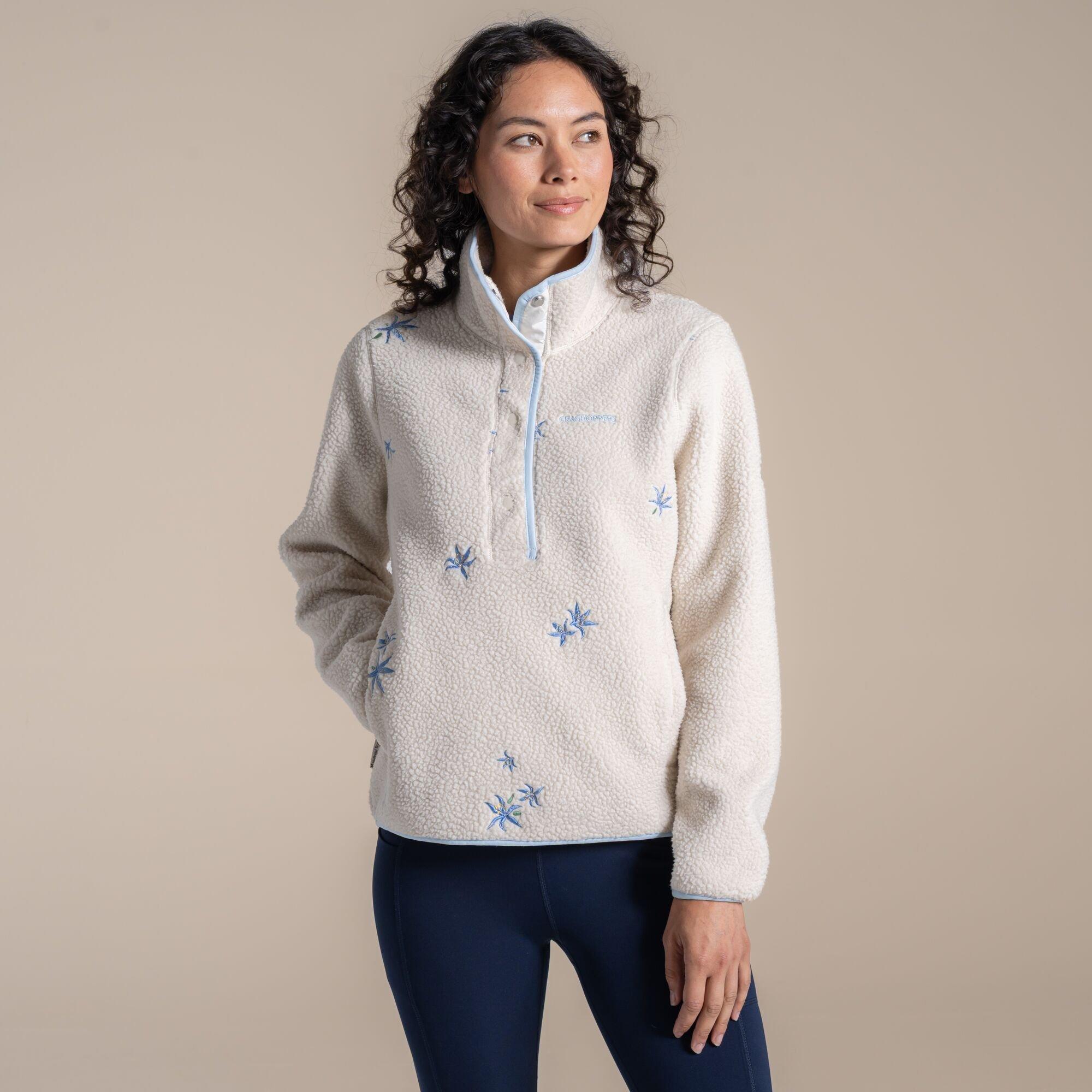 Craghoppers Women's Rosemary Ii Overhead Insulated Fleece Top - Ecru Floral - 14