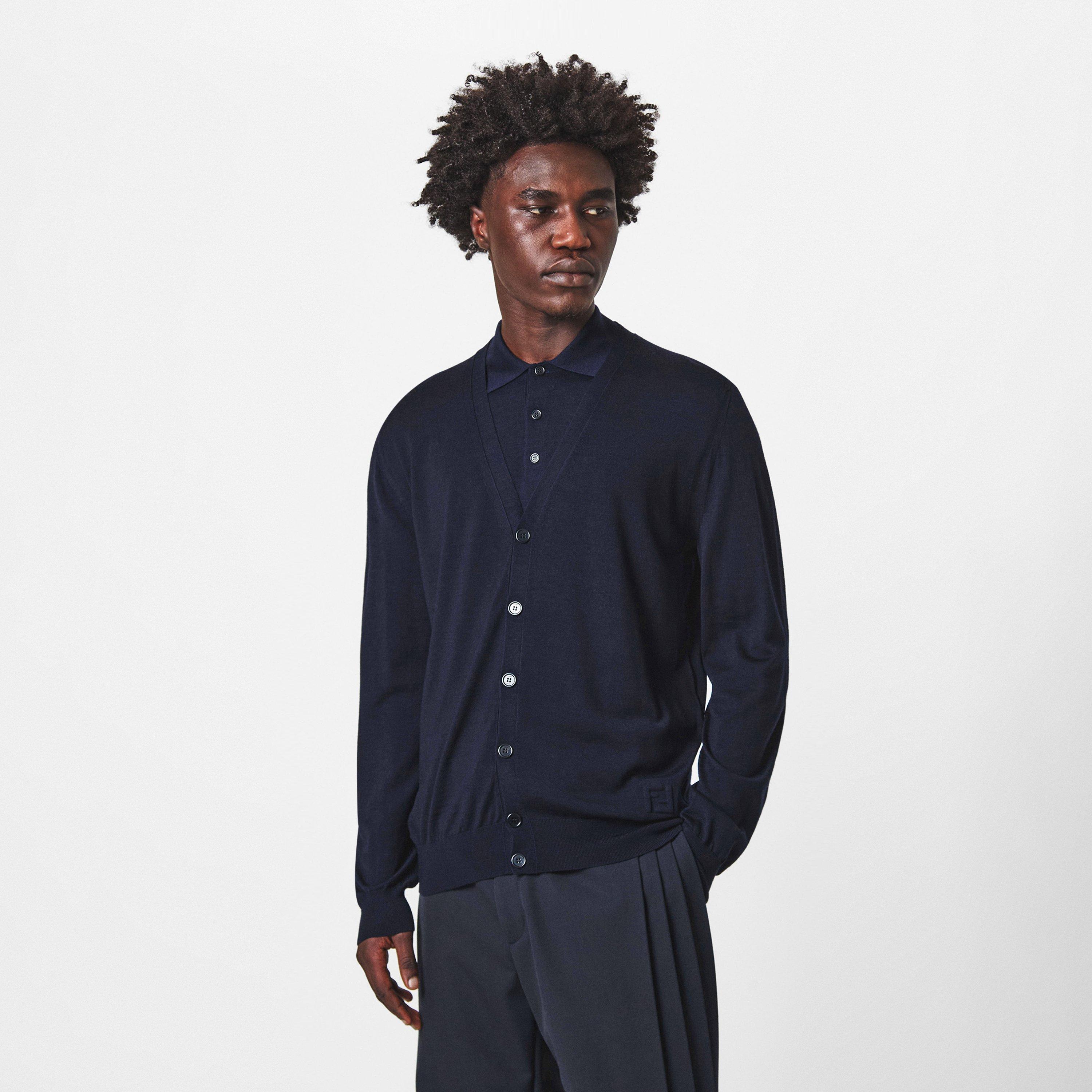 Blue - Fendi - V-Neck Cardigan - 3