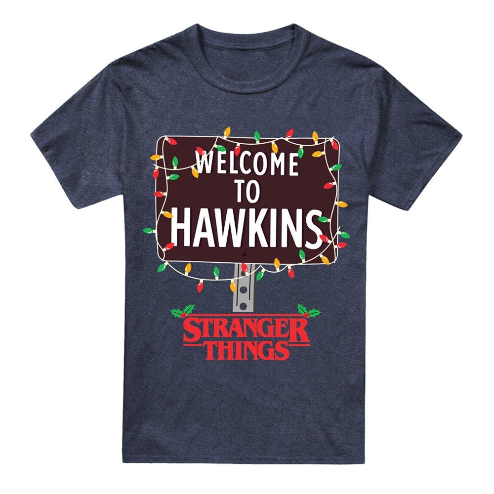 Navy - Stranger Things - Stranger Things Christmas Welcome To Hawkins T Shi - 4