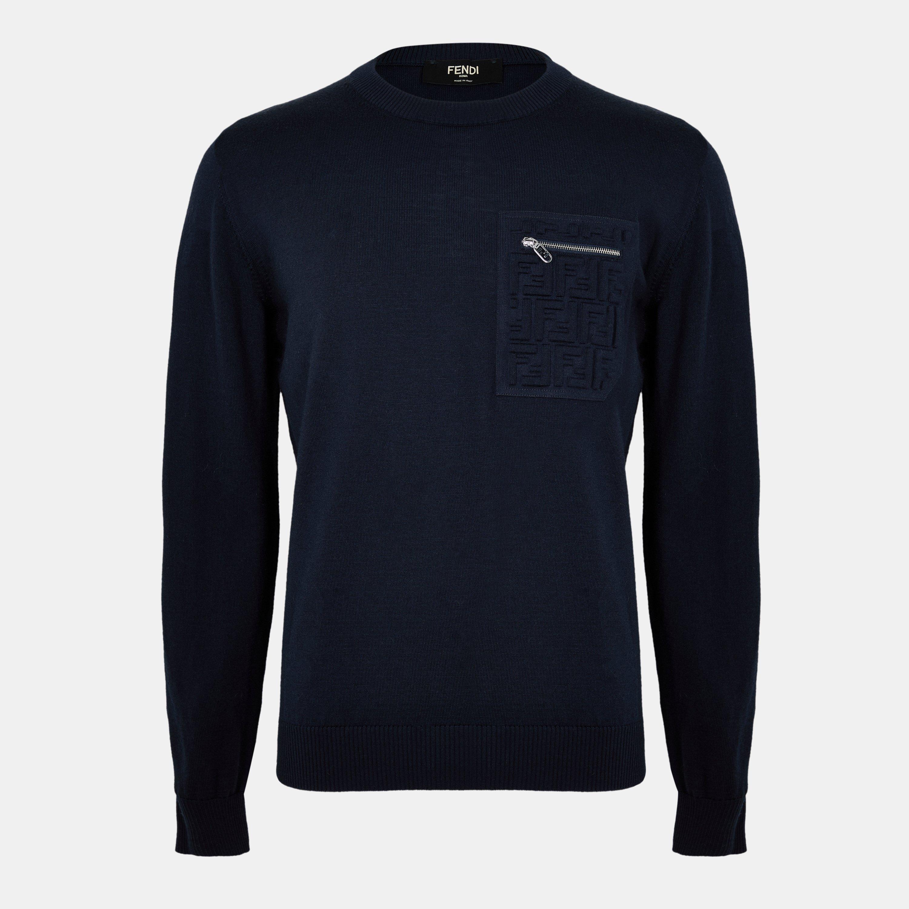Navy - Fendi - Wool Pullover - 1