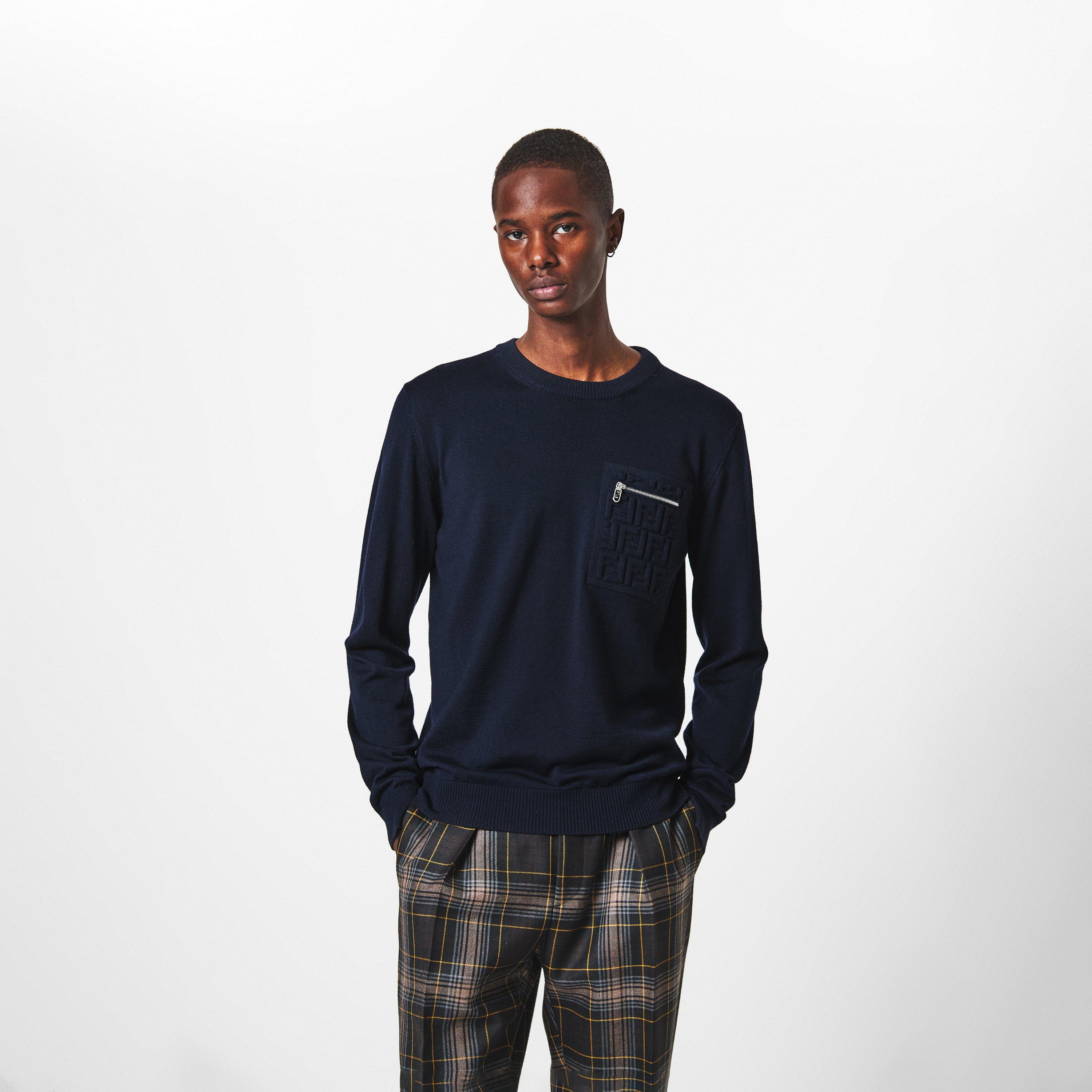 Navy - Fendi - Wool Pullover - 3