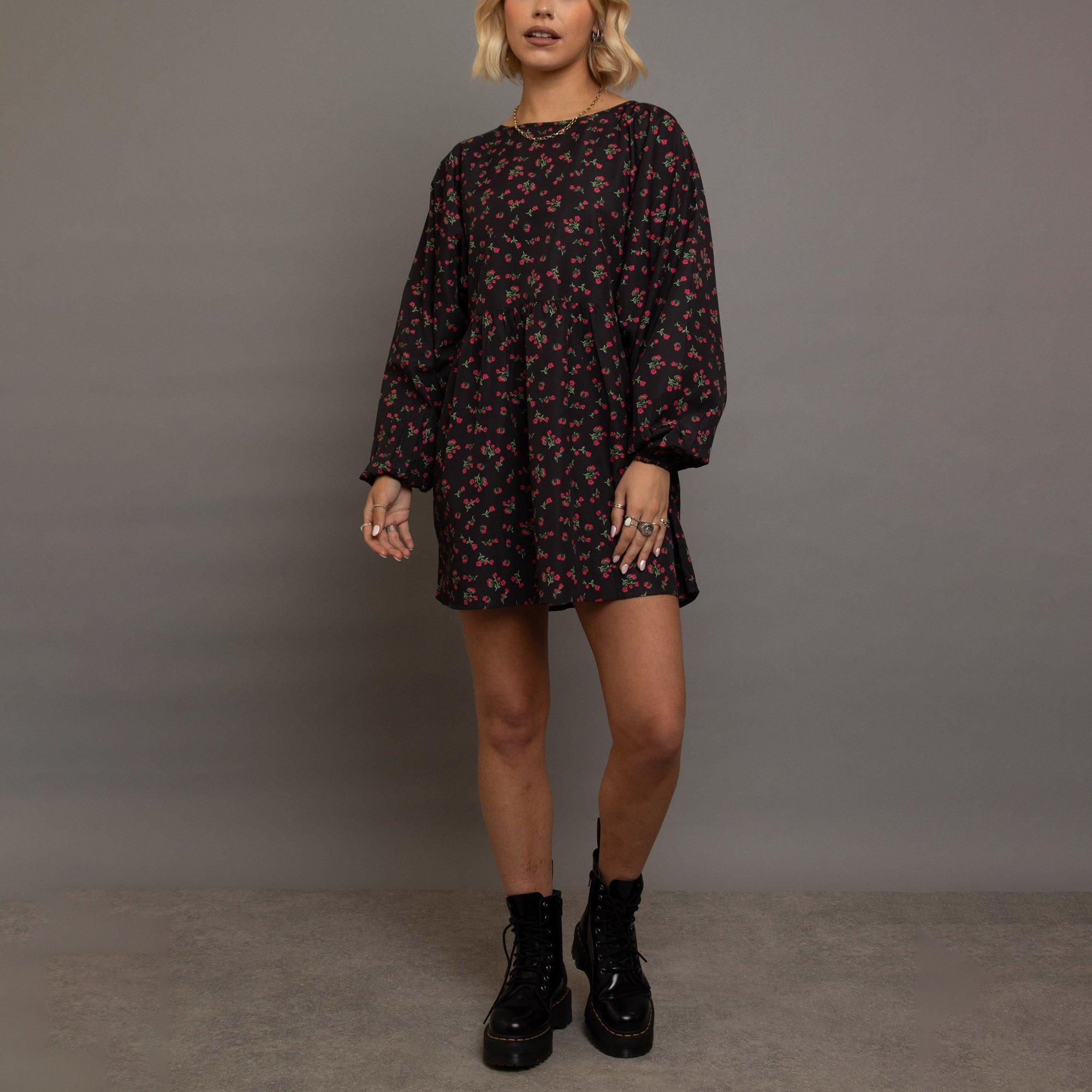MULTI - Daisy Street - Womens Raglan Mini Smock Dress - 1