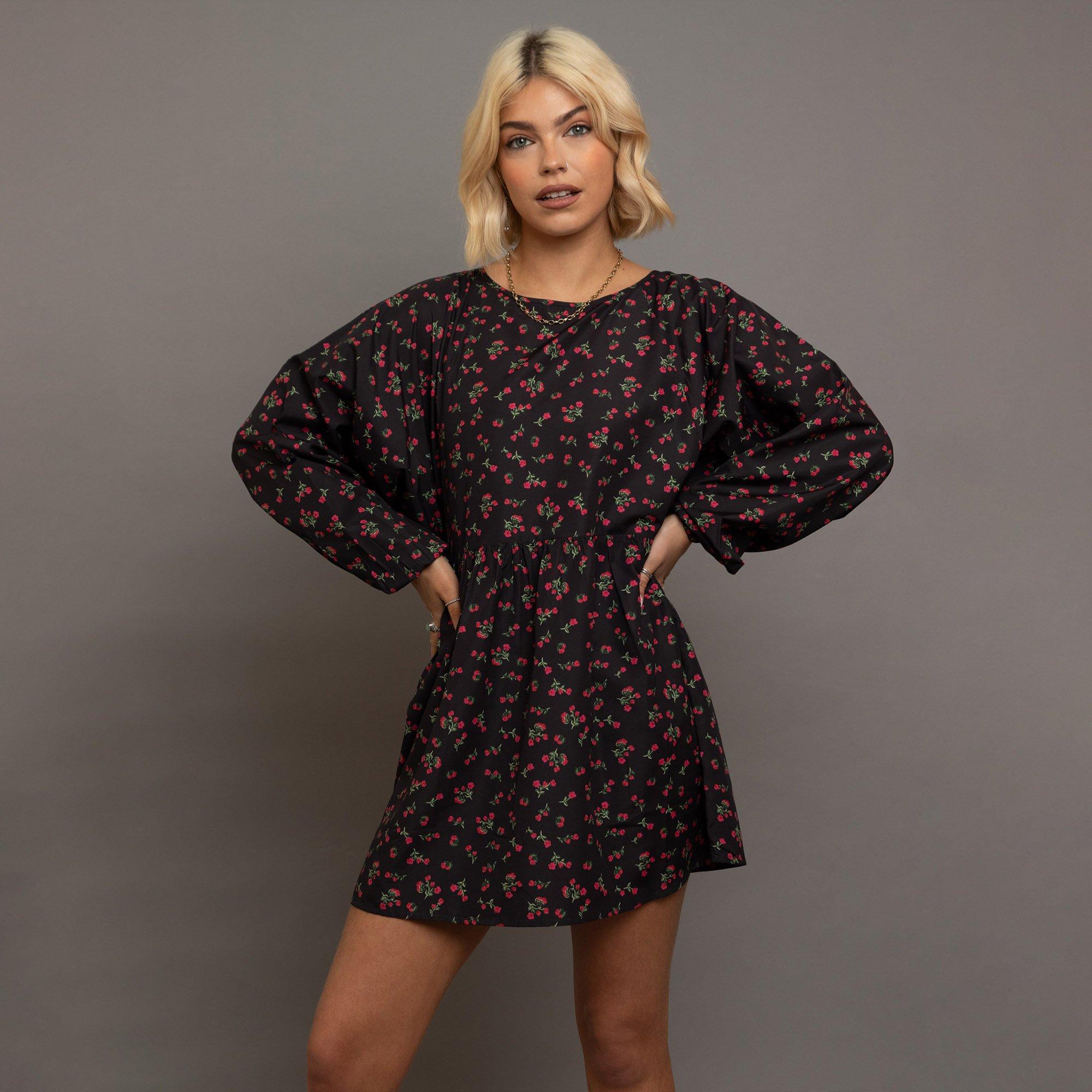 MULTI - Daisy Street - Womens Raglan Mini Smock Dress - 4