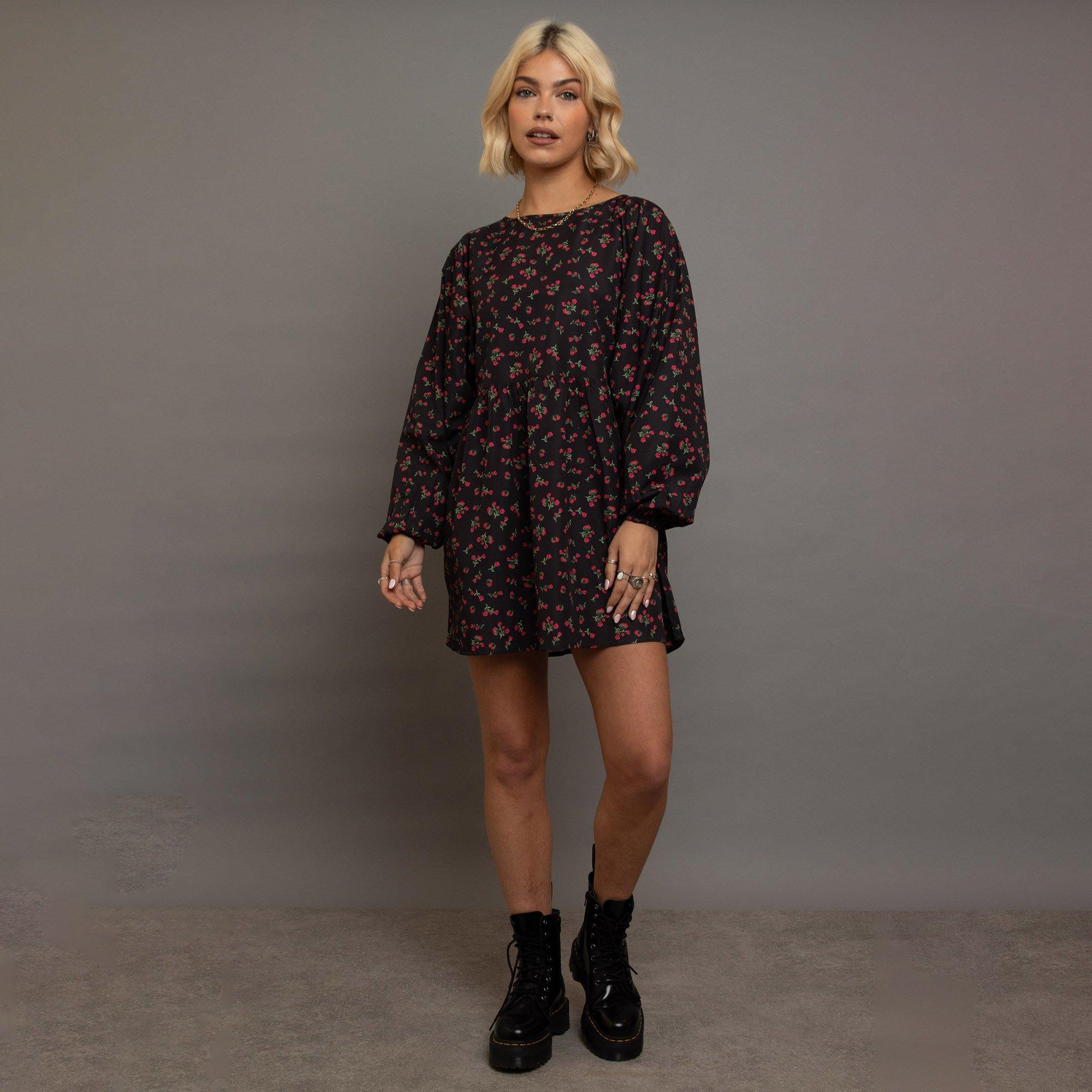 MULTI - Daisy Street - Womens Raglan Mini Smock Dress - 5