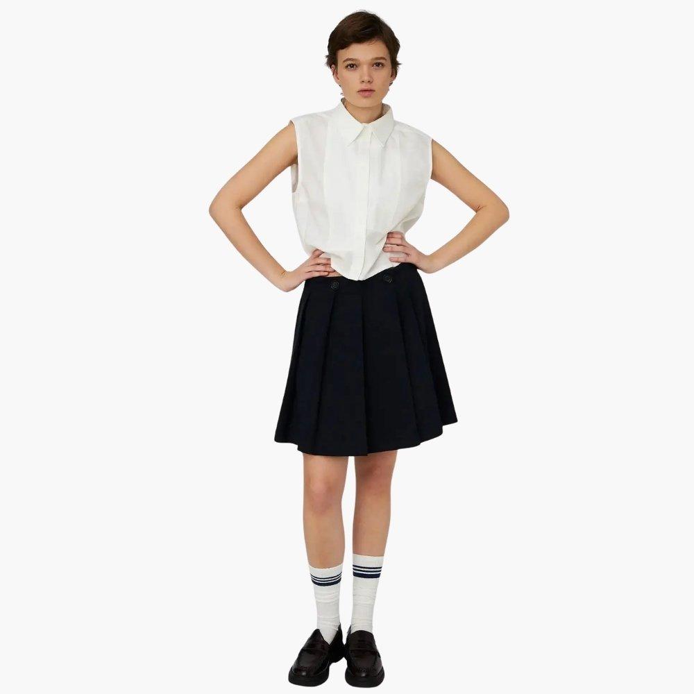 Stella Nova Stella Nova School Mini Plisse Skirt- Navy - 395 Navy - Size 32 (XXS)