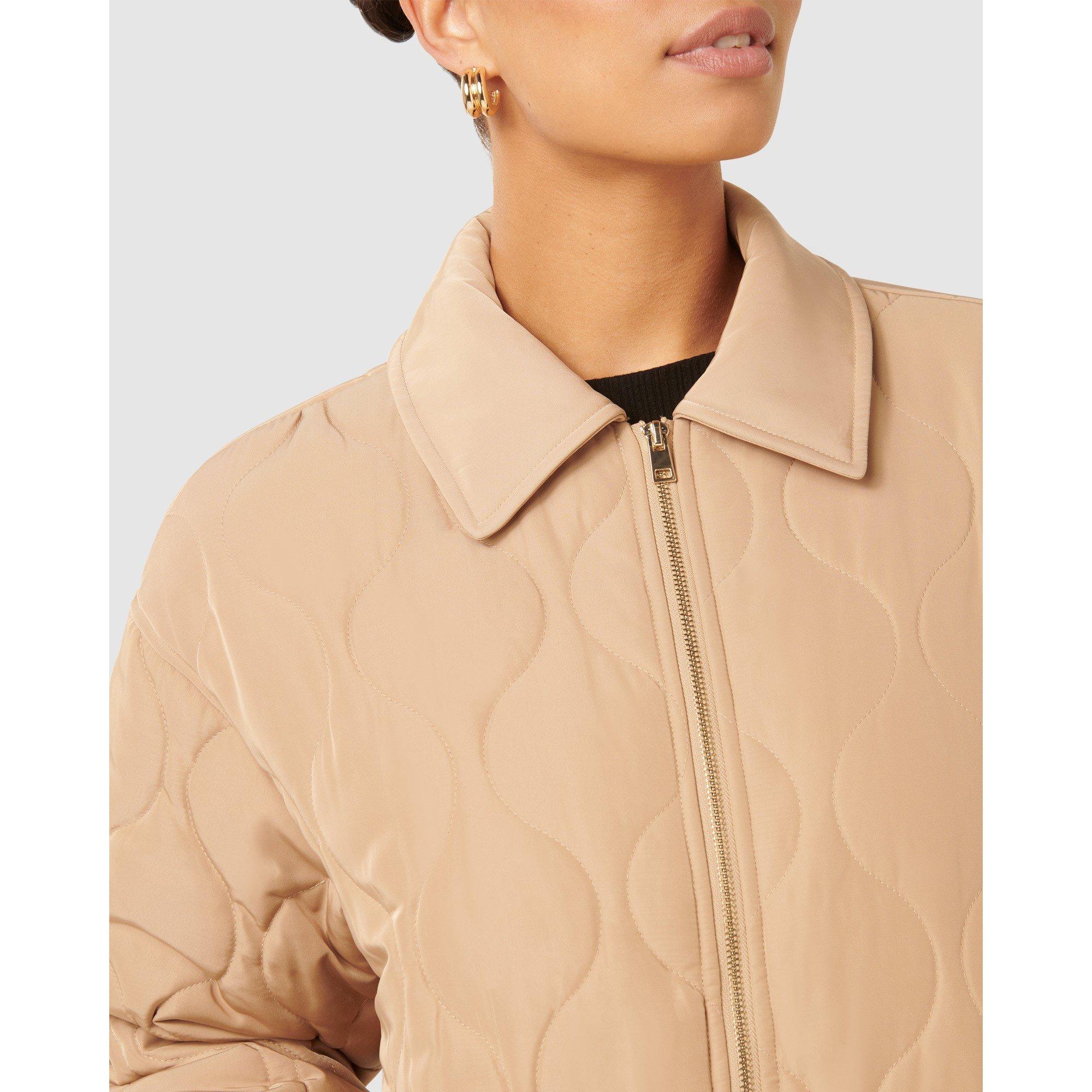 Camel - Forever New - Women's Jacinta Quilted Diamond Pattern Jacket - 4