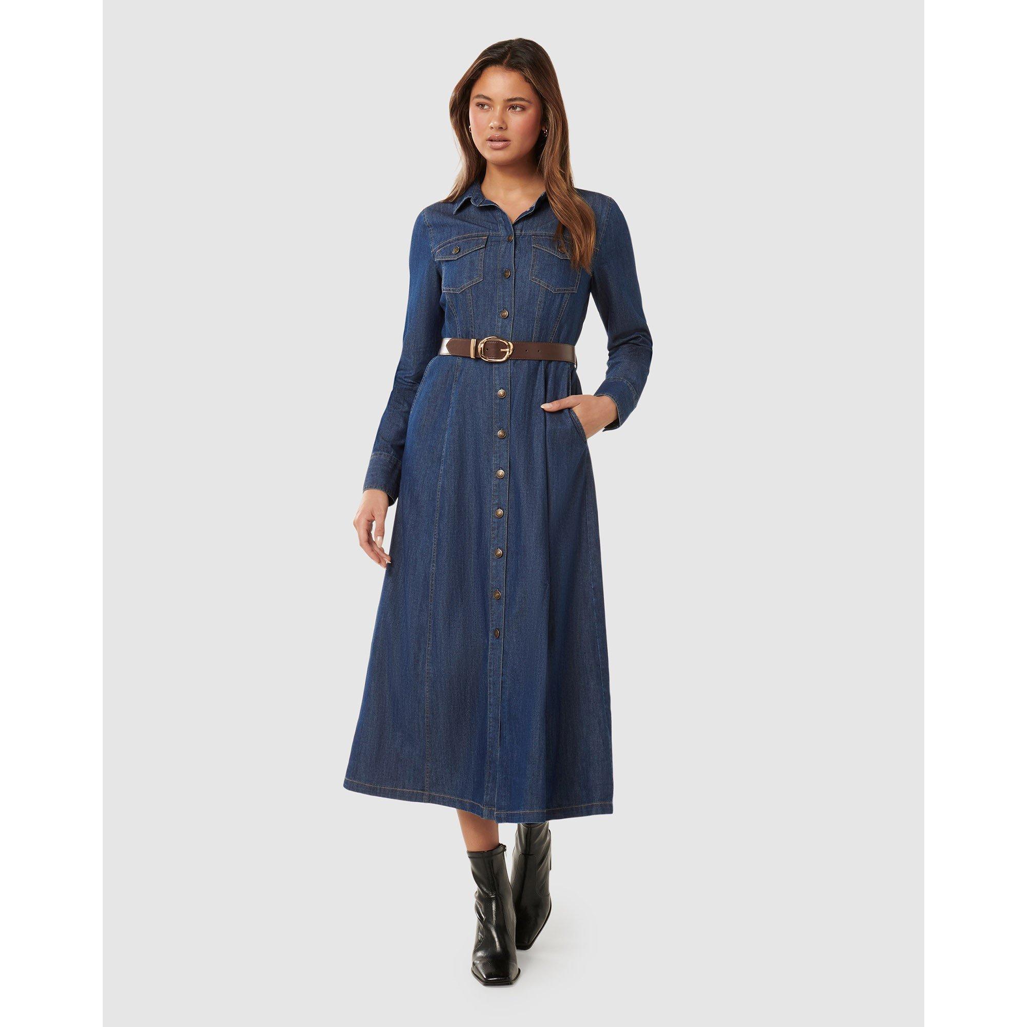 Dark Wash - Forever New - Women's Lexi Midi Shirt Dress - 2