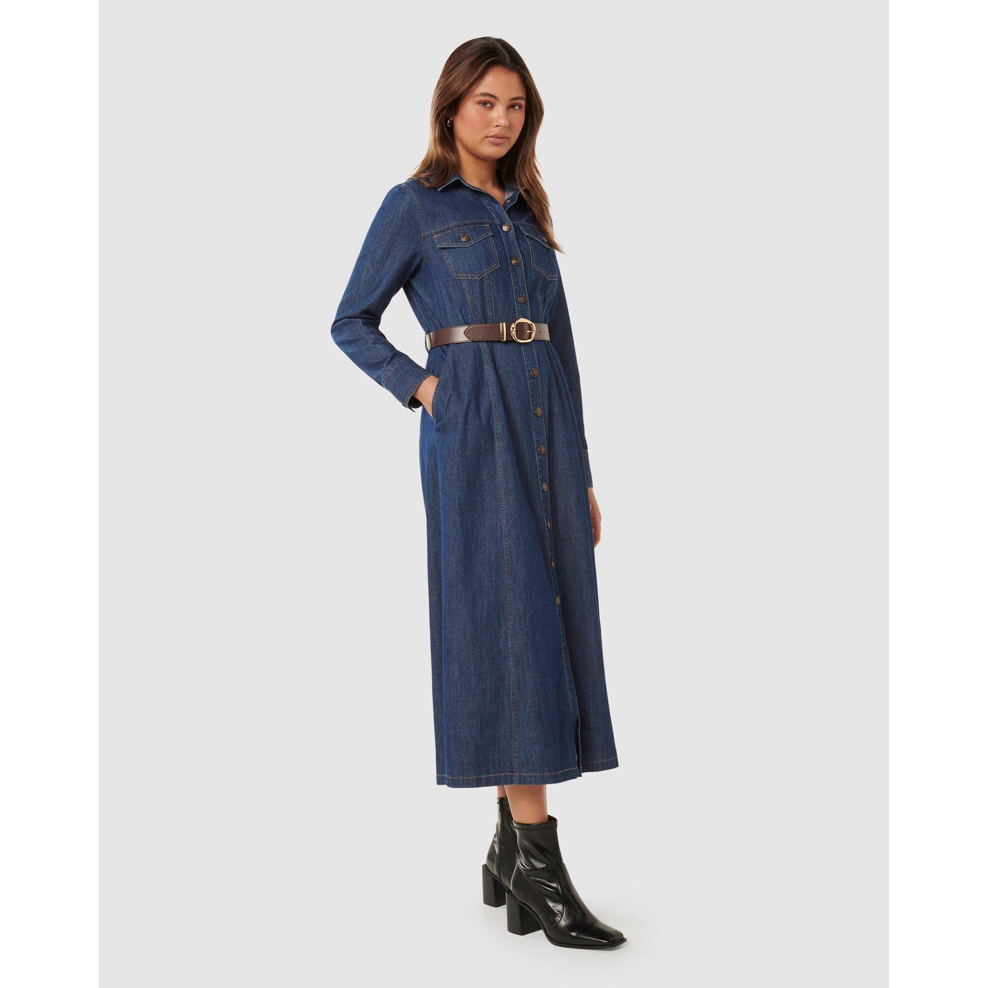 Dark Wash - Forever New - Women's Lexi Midi Shirt Dress - 4
