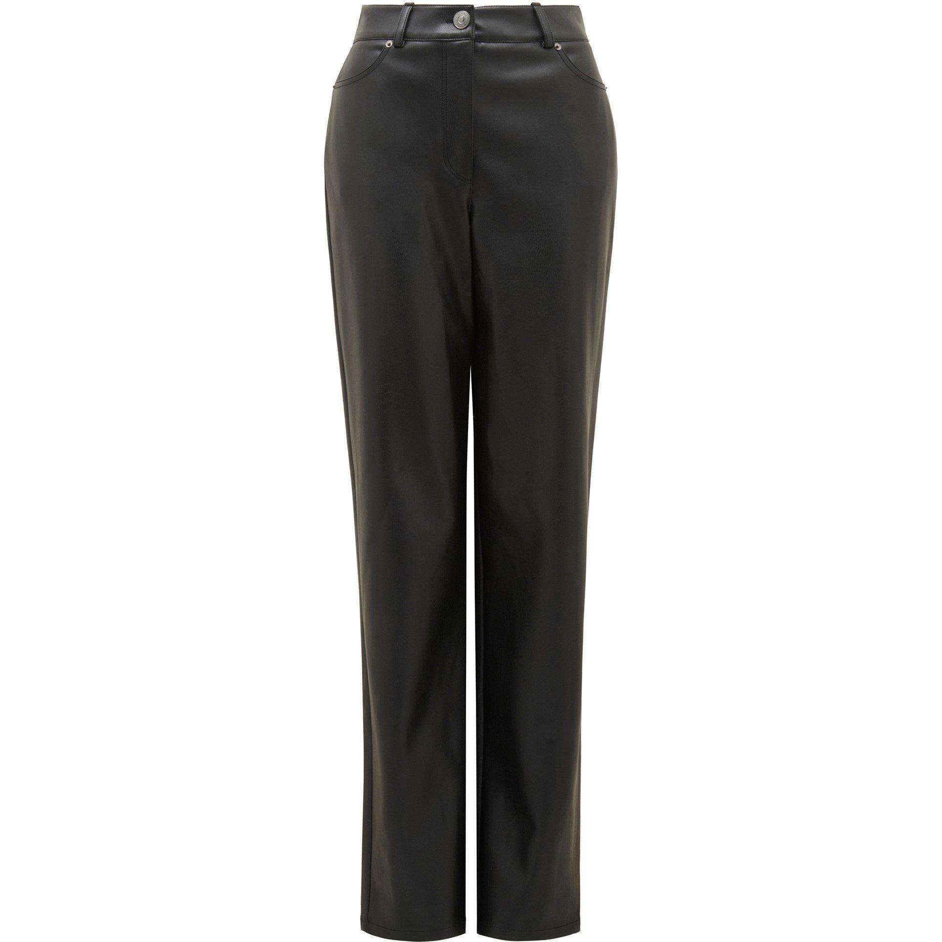 Black - Forever New - Una Vegan Leather Straight Leg Pants - 1