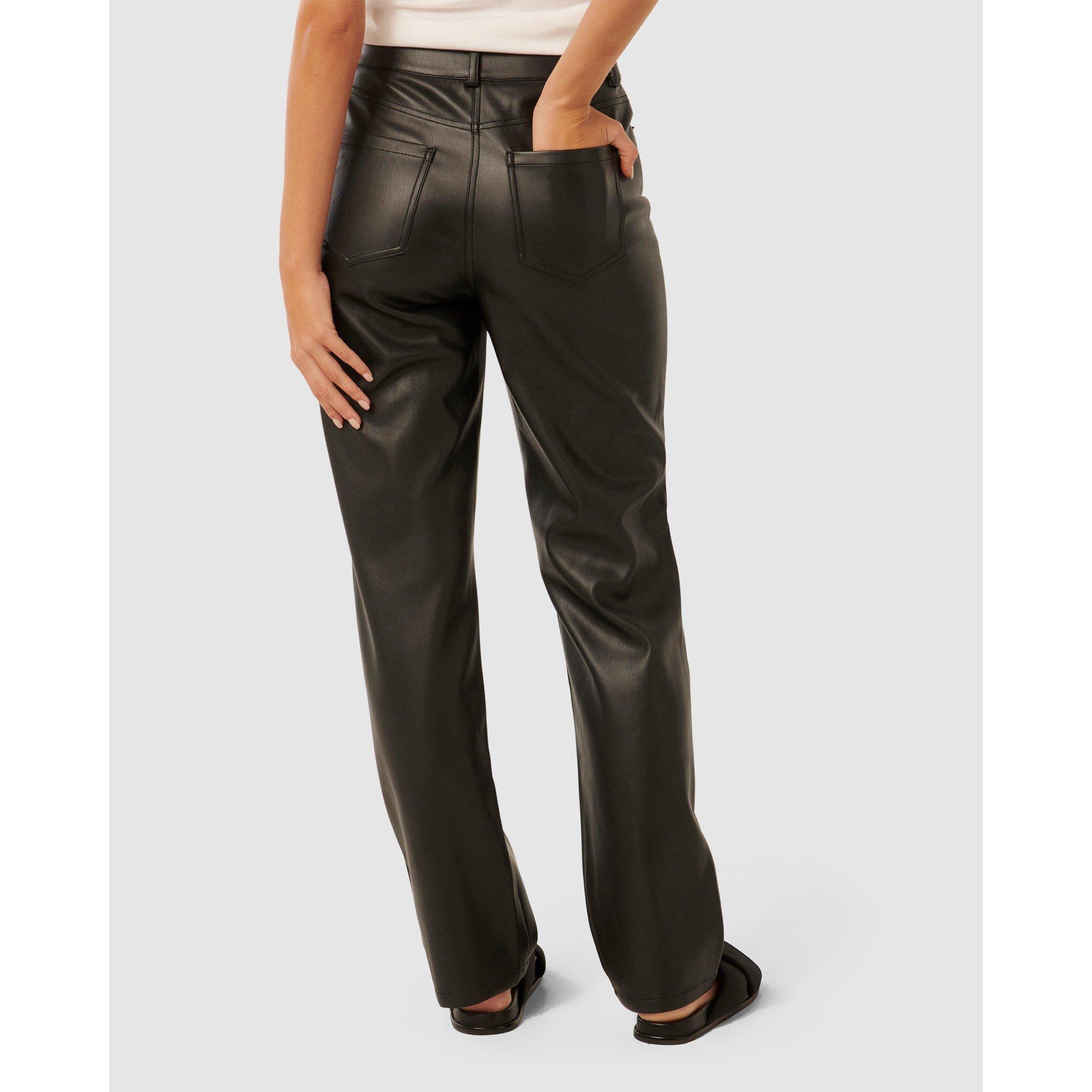 Black - Forever New - Una Vegan Leather Straight Leg Pants - 6