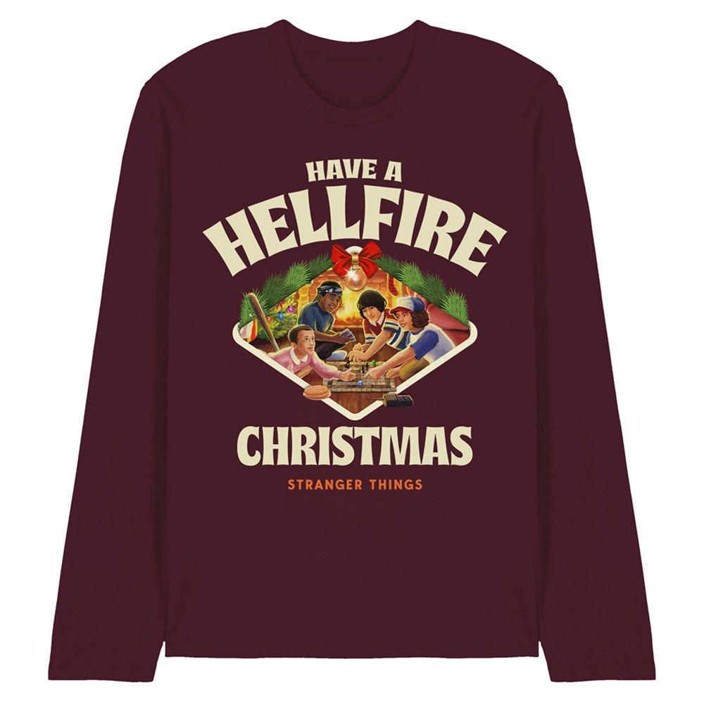Stranger Things Men's Have A Hellfire Xmas Festive Board - Burgundy - M