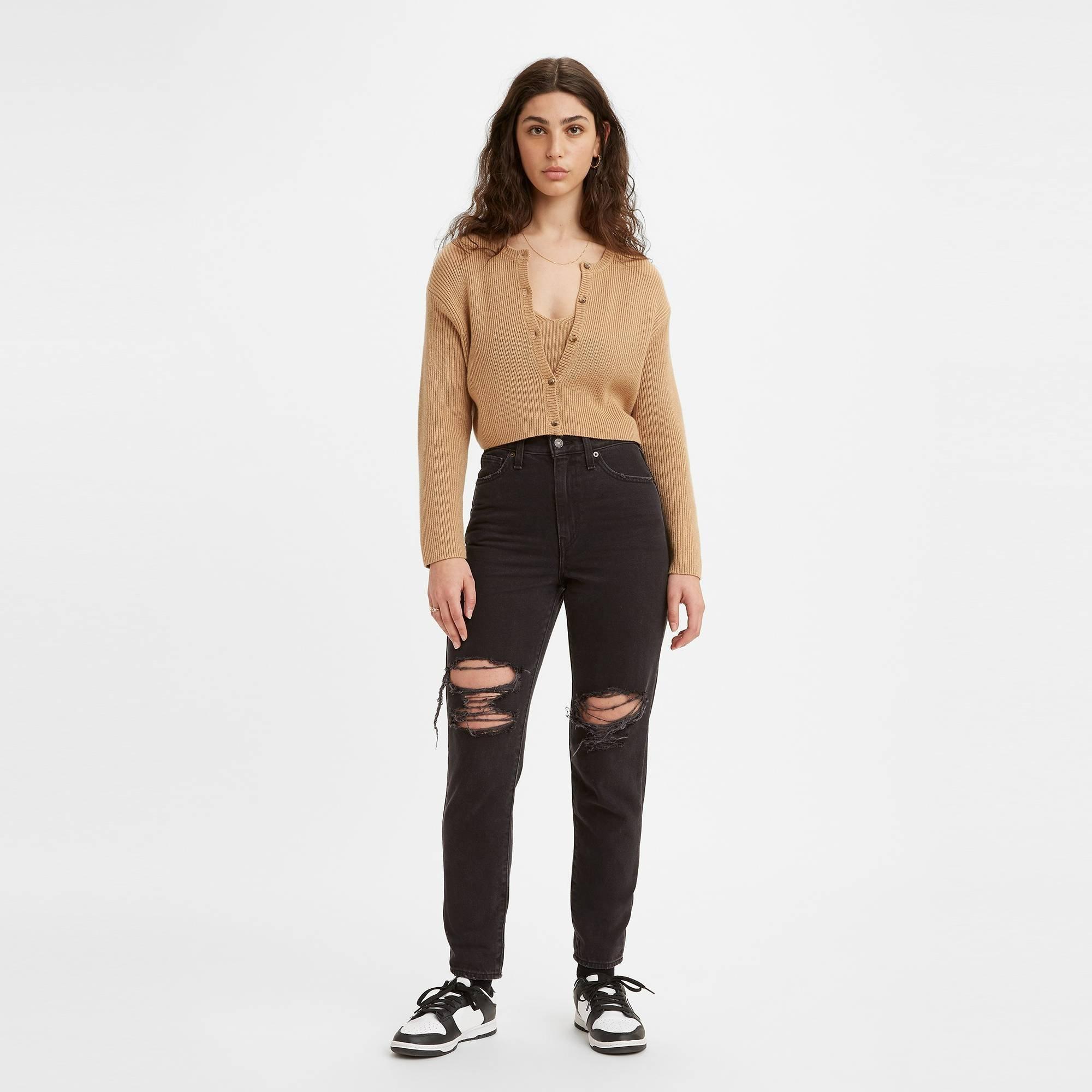 Wheres My Lunch - Levis - Women's High Waist Ripped Mom Straight Leg Jeans - 1