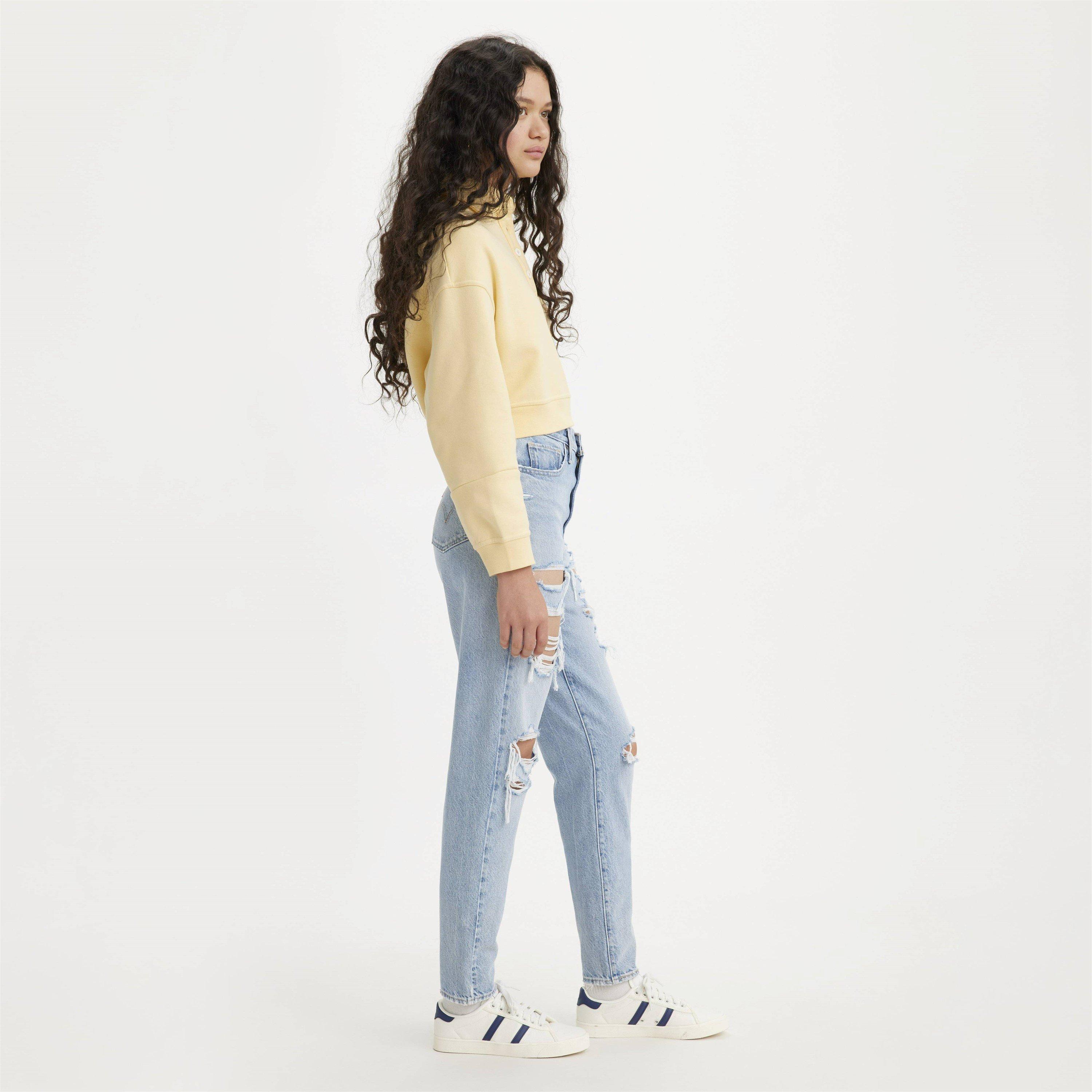 Z7069 Indigo - Levis - Women's High Waist Ripped Mom Straight Leg Jeans - 2