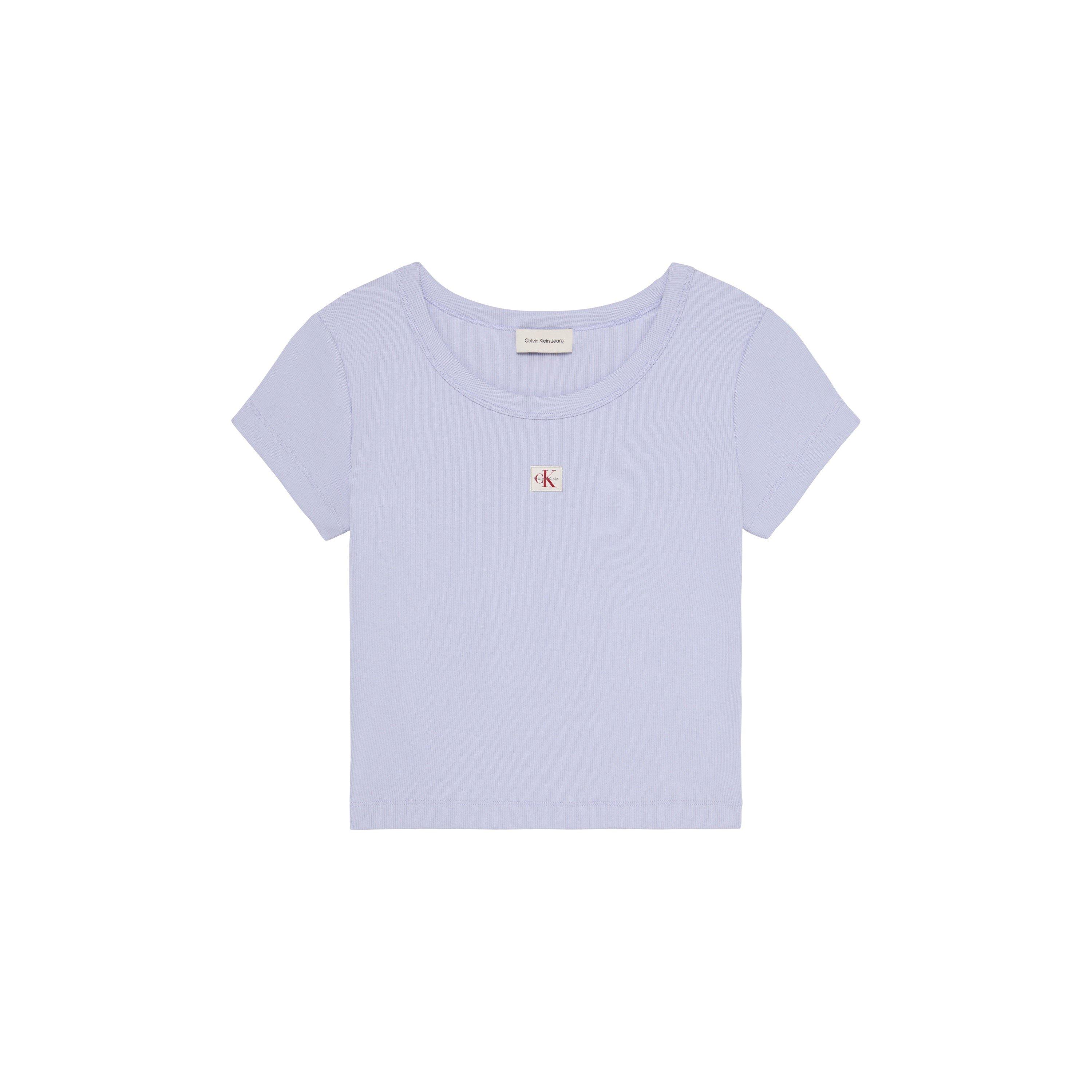 Calvin Klein Jeans Women's Woven Ribbed Baby Tee - Cosmic Sky - 14 (L)