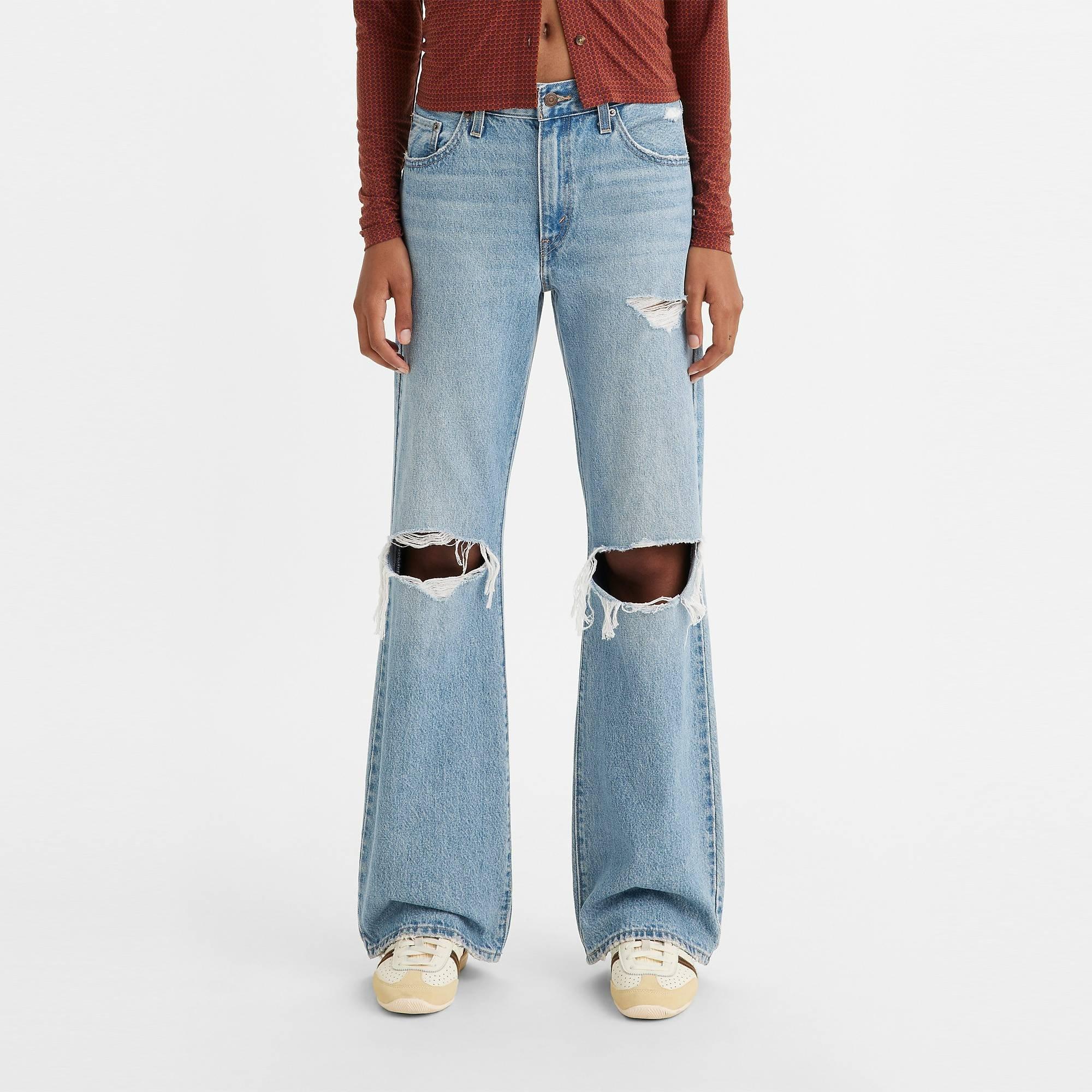 Mercatino delle pulci - Levis - Women's Medium Indigo Baggy Wide Leg Jeans - 3