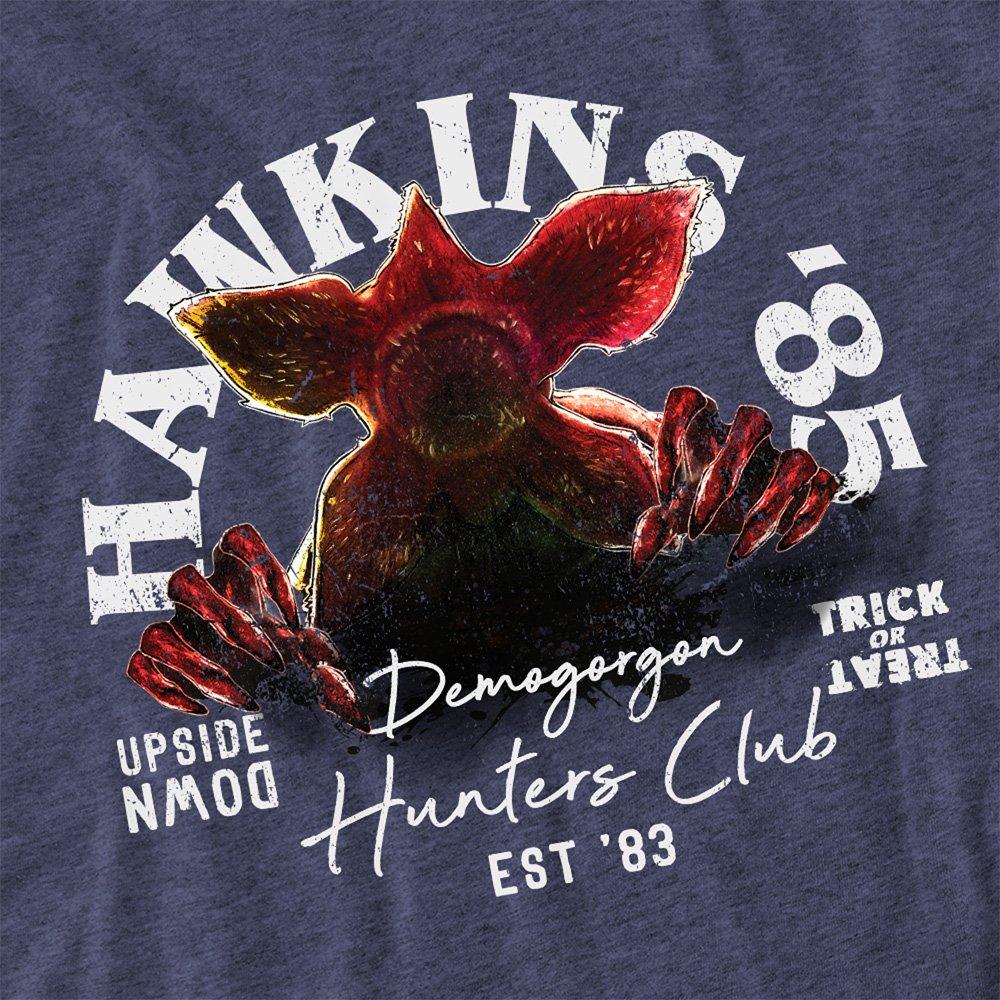 Navy - Stranger Things - Stranger Things Hawkins 85 Demogorgon Hunters T-S - 2