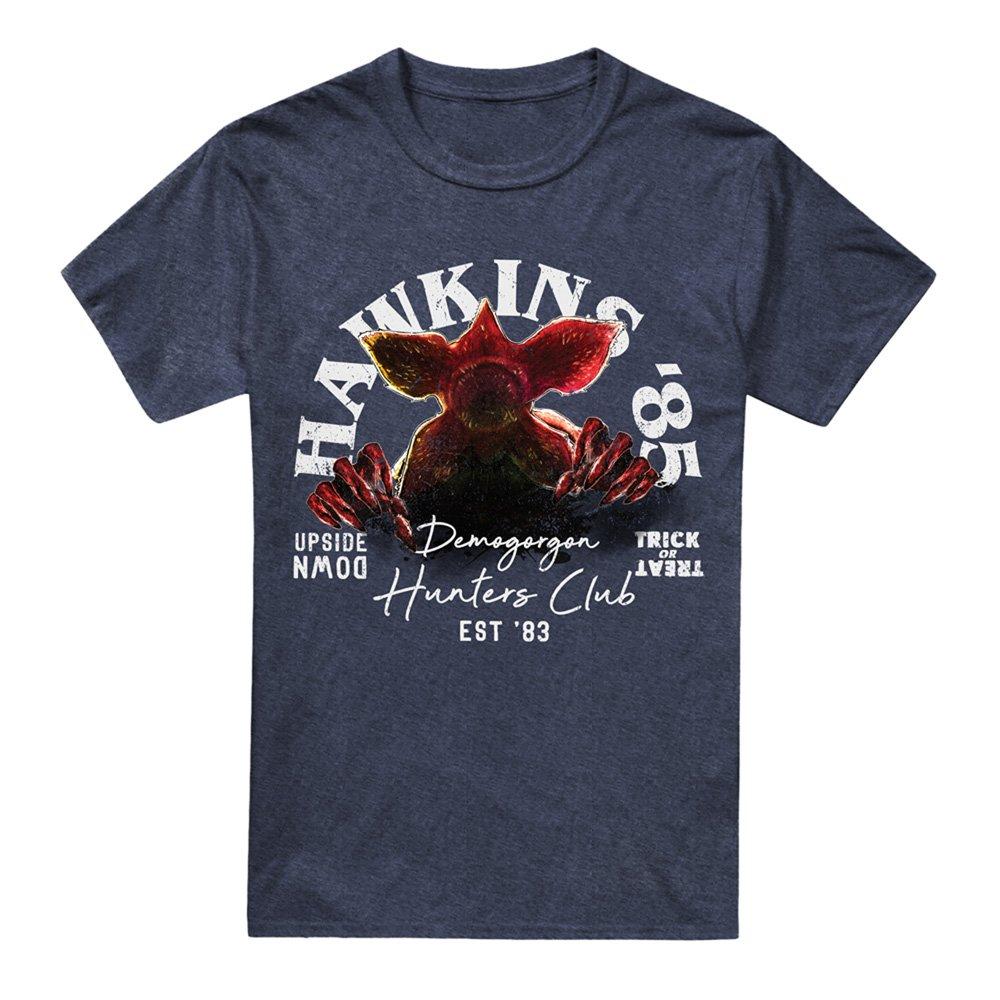 Navy - Stranger Things - Stranger Things Hawkins 85 Demogorgon Hunters T-S - 4