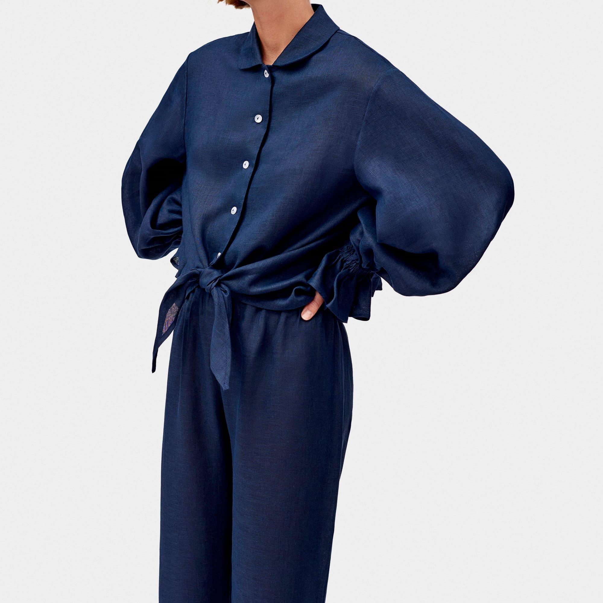 Navy - Sleeper - Rumba Linen Lounge Suit - 2