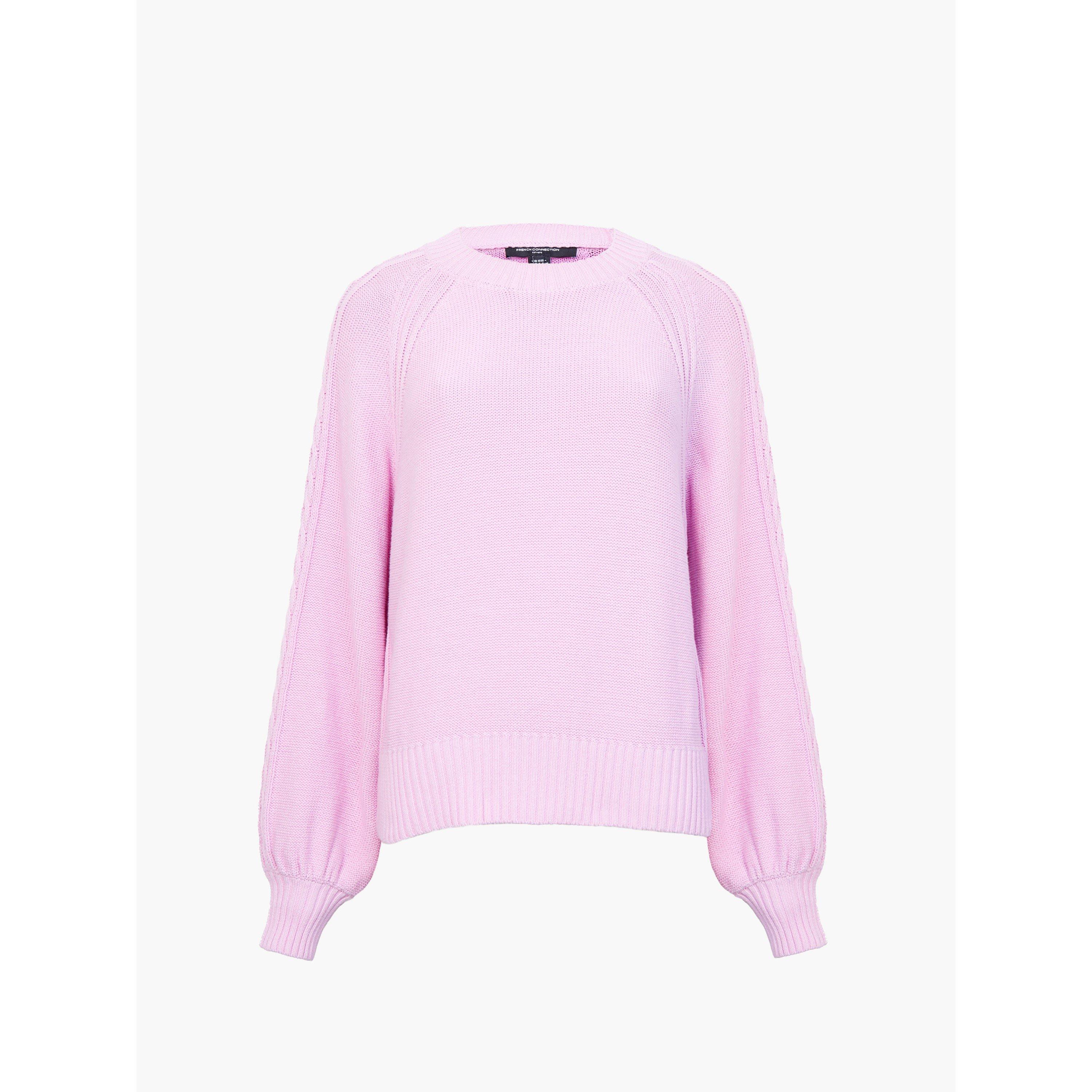 French Connection Women's Lily Cable Knit Crew Neck Jumper - Bubblegum Pink - 8 (XS)