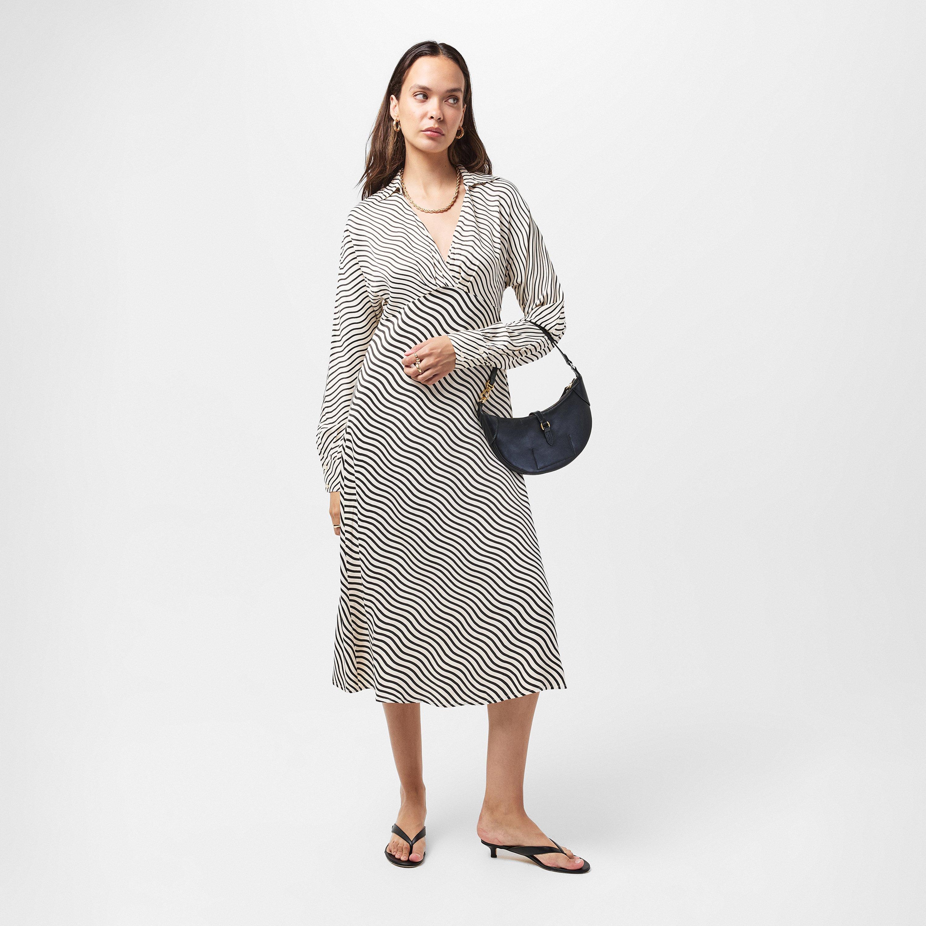 Black/Cream - French Connection - Women's Candice A-Line Dress - 6