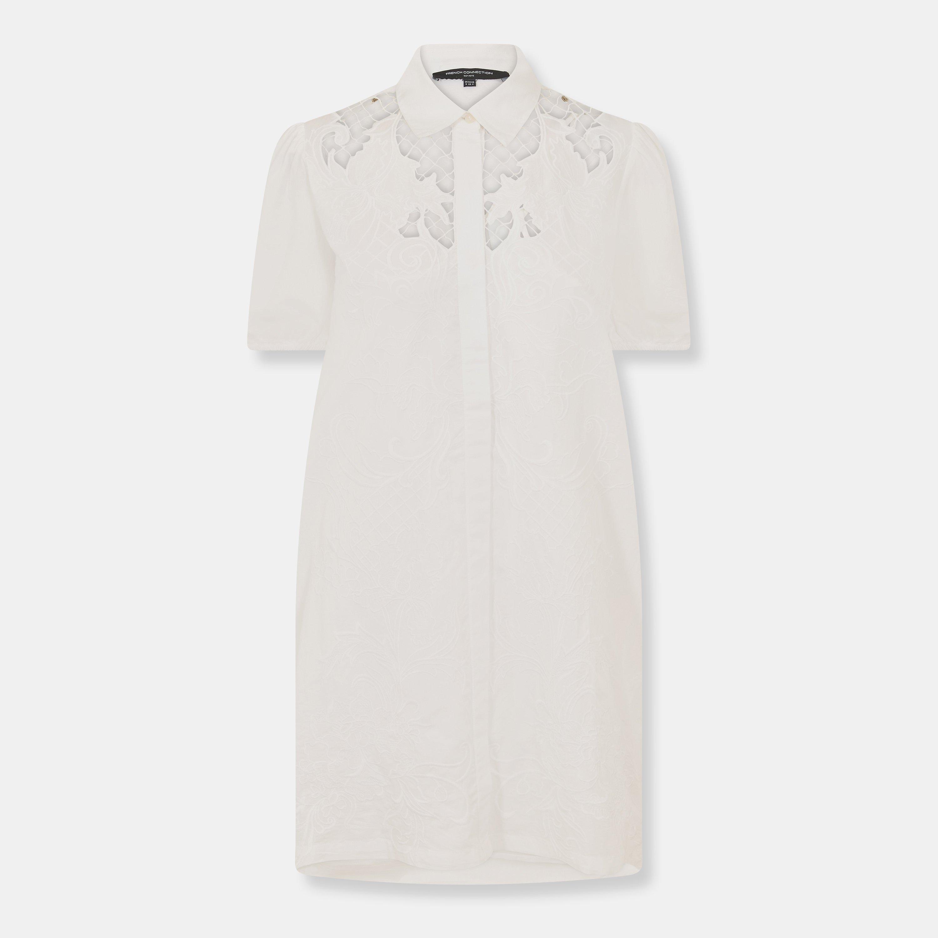 French Connection Women's Cambria Shirt Mini Dress - Linen White - 8 (XS)