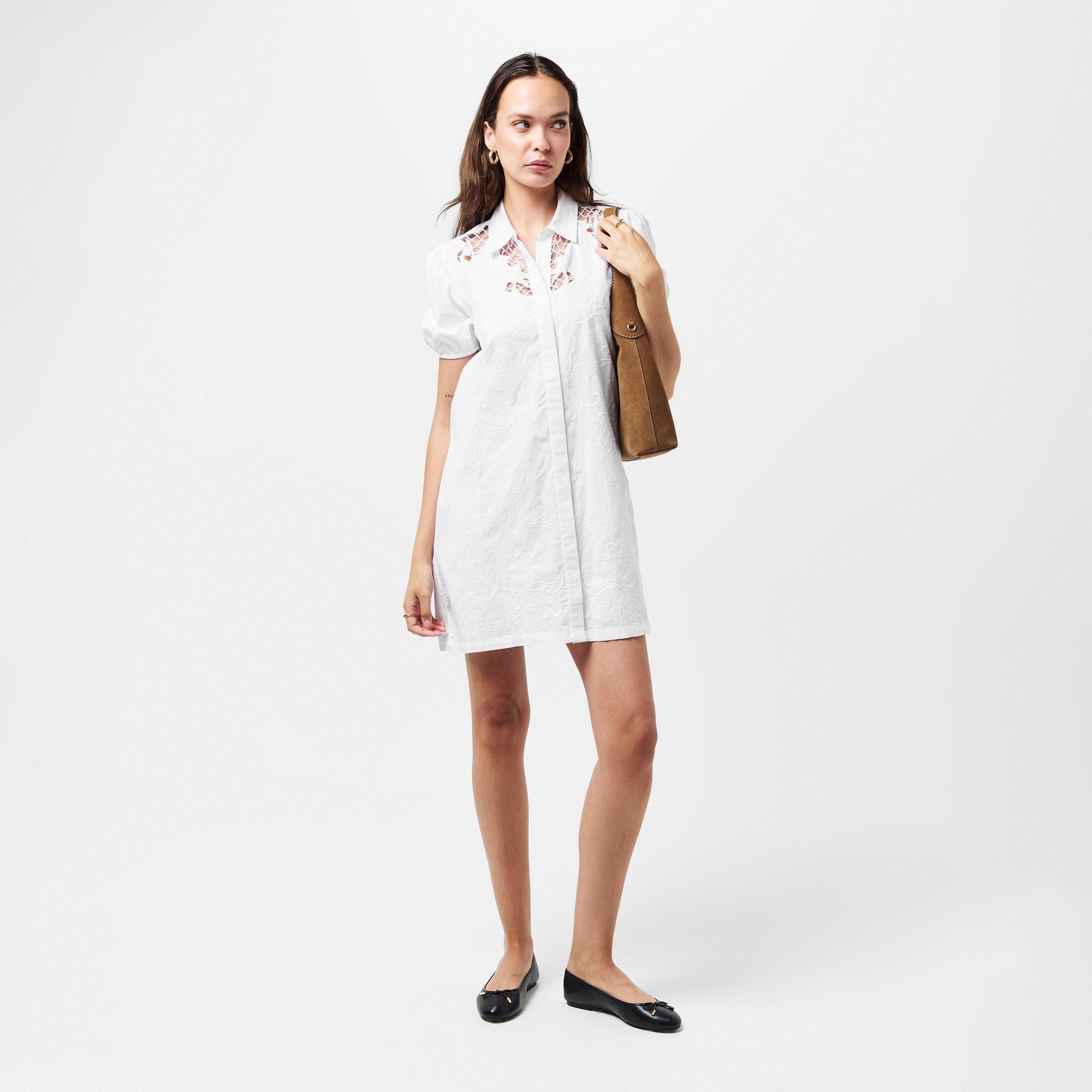 Linen White - French Connection - Women's Cambria Shirt Mini Dress - 6