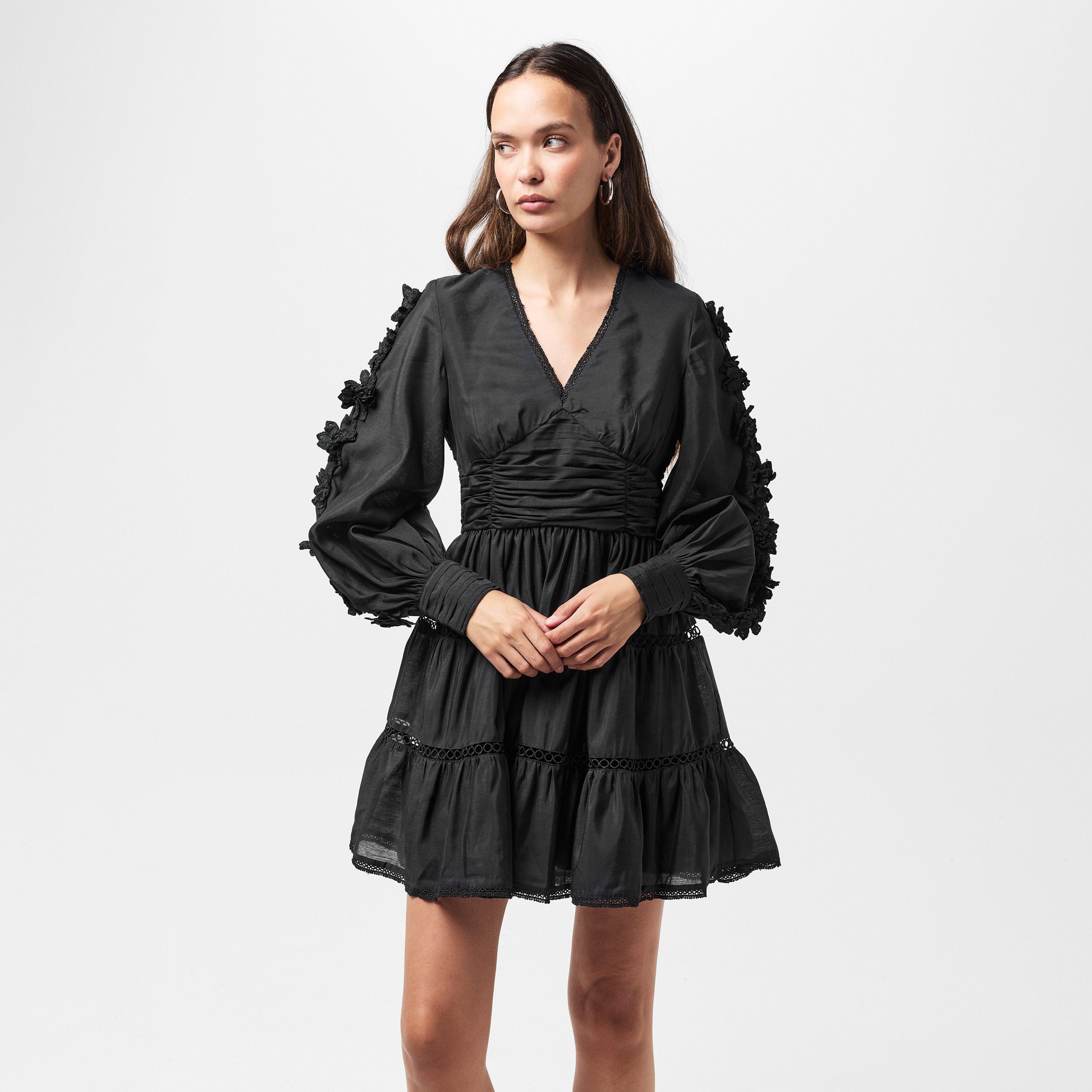 Black - French Connection - Women's Aubrey Lace Mini Dress - 3