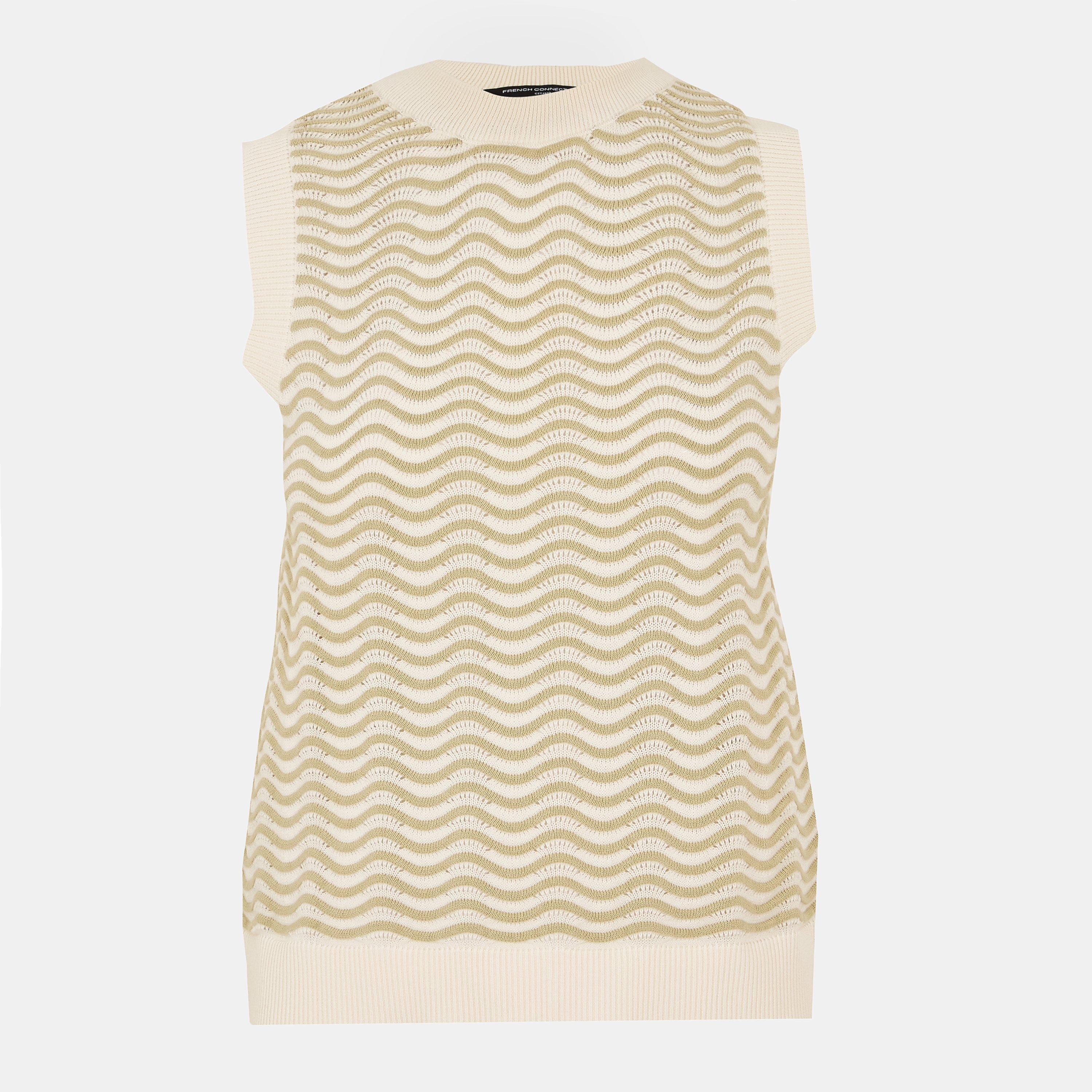 Pistachio/Cream - French Connection - Women's London Knitted Sweater Vest - 1