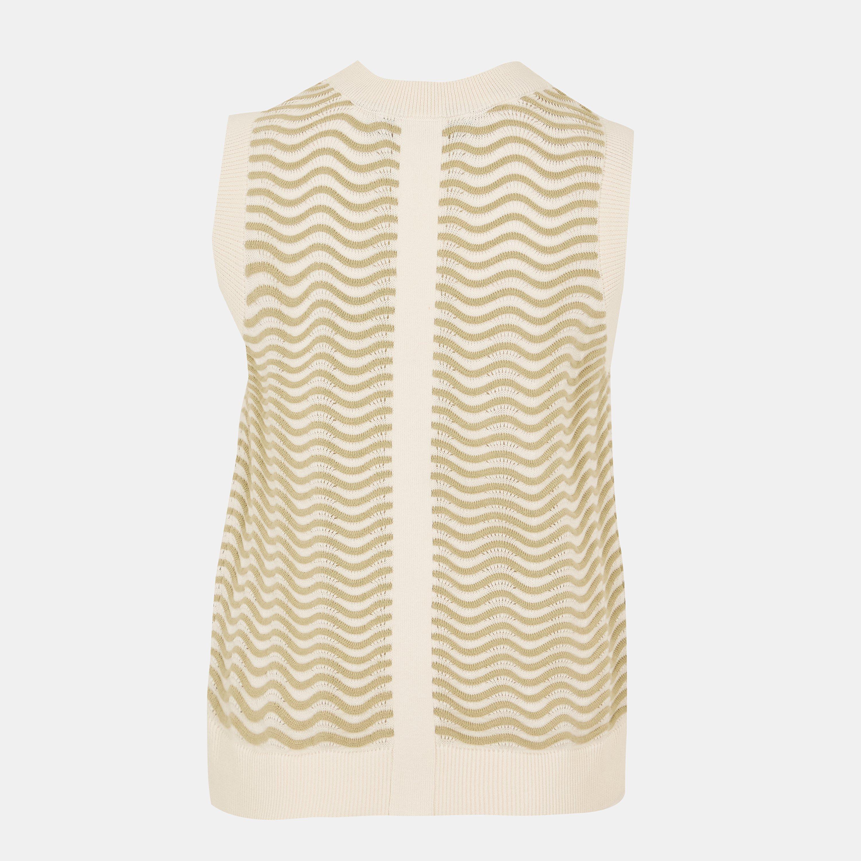 Pistachio/Cream - French Connection - Women's London Knitted Sweater Vest - 2