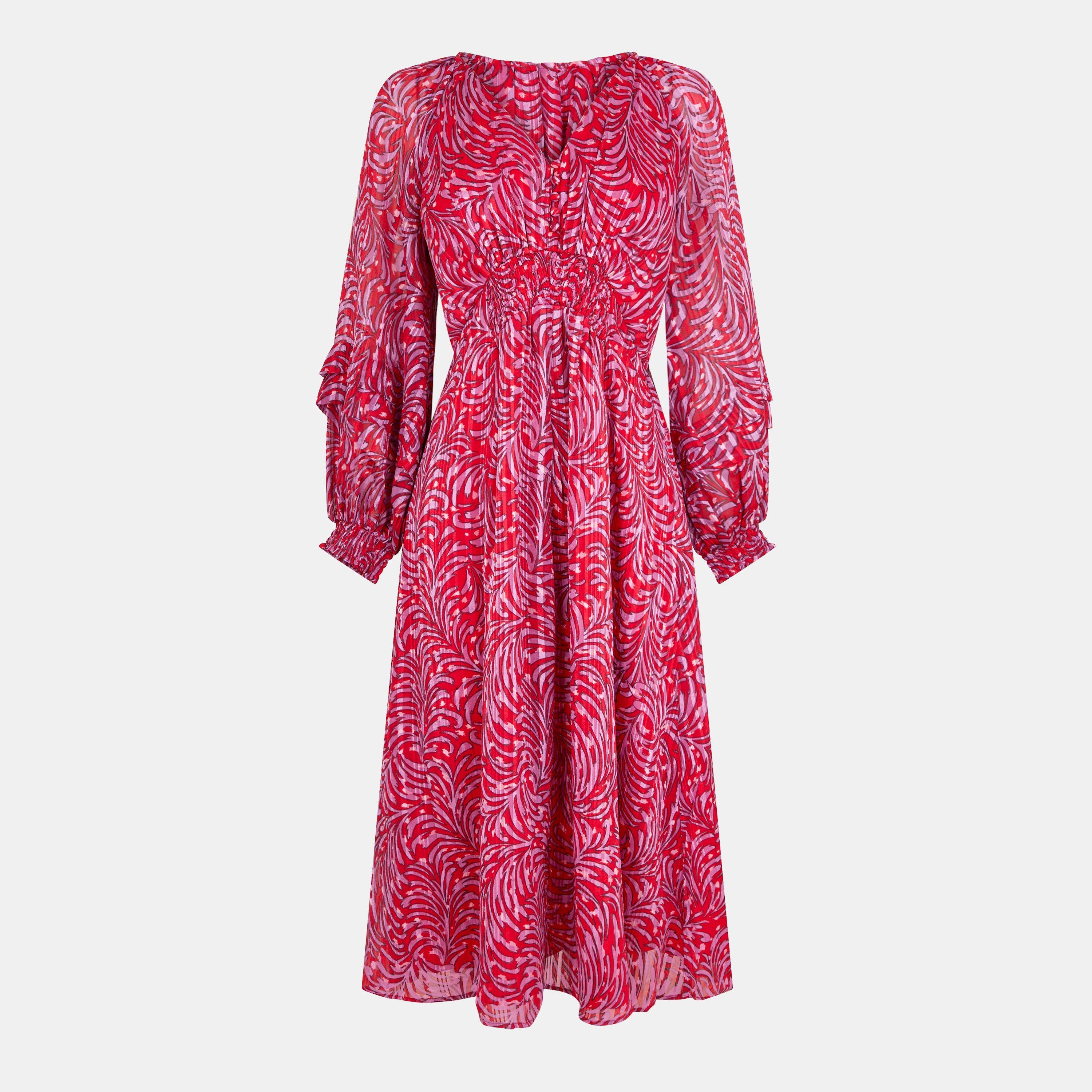 Scarlet Red Mti - French Connection - Women's Calista Midi A-Line Dress - 1