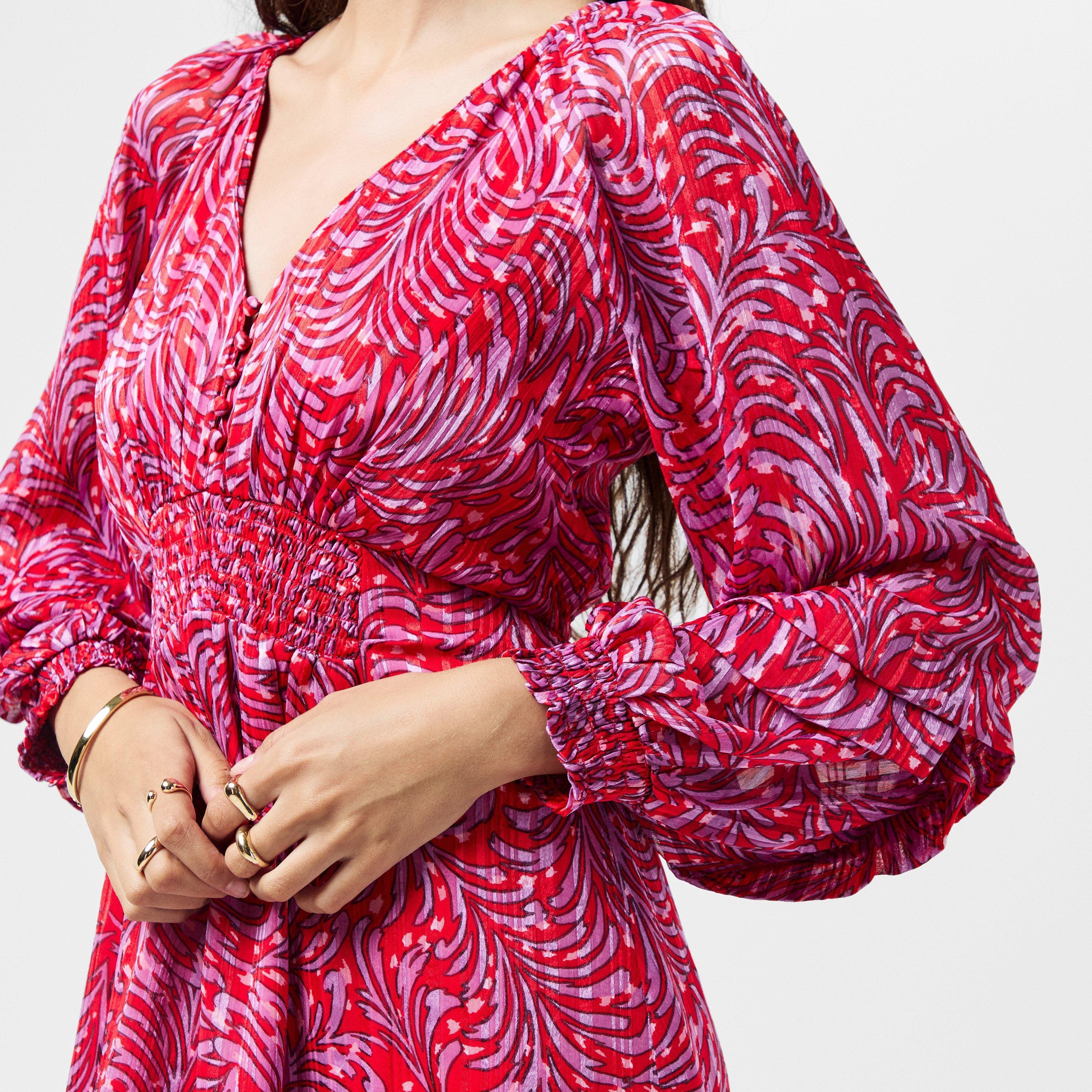 Scarlet Red Mti - French Connection - Women's Calista Midi A-Line Dress - 5