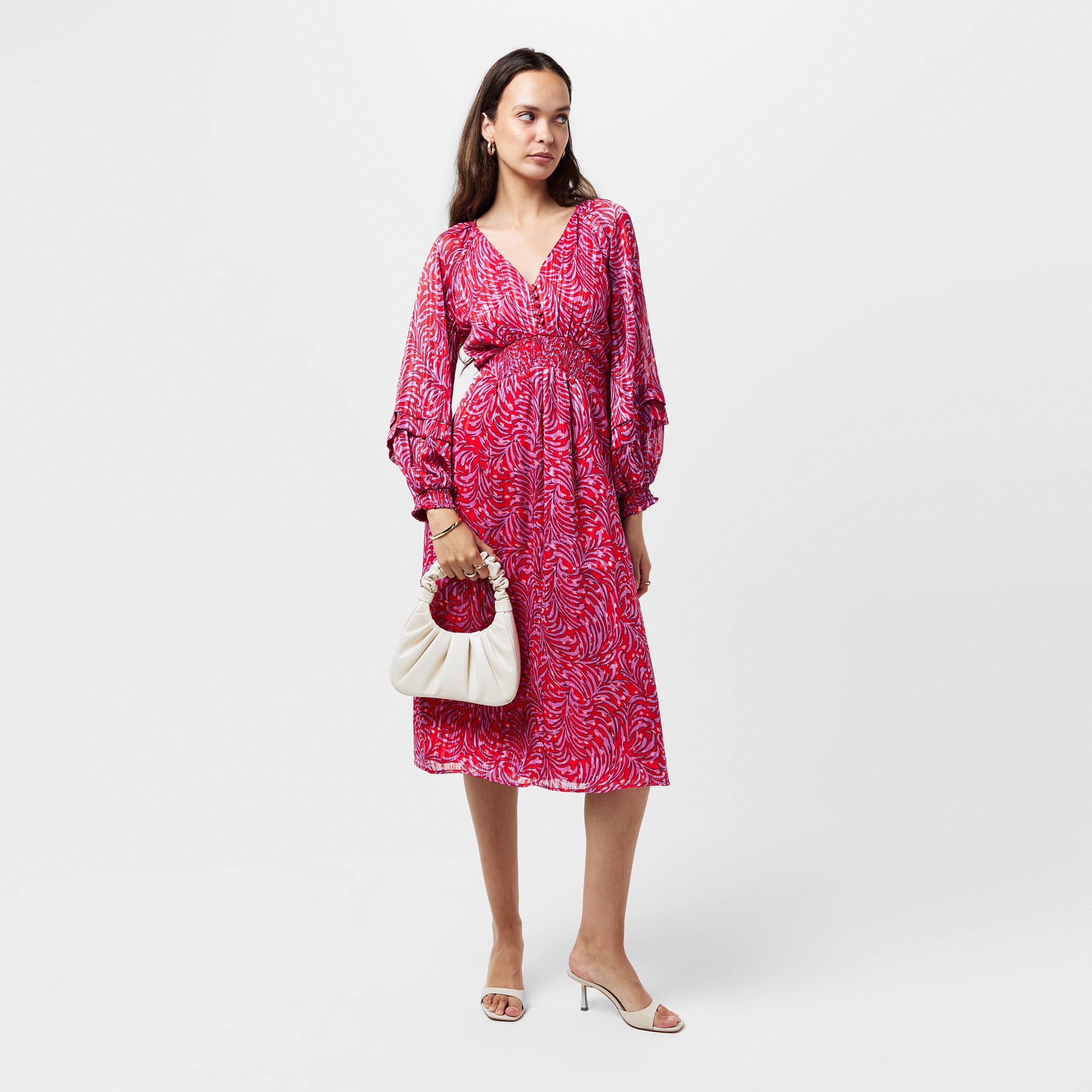 Scarlet Red Mti - French Connection - Women's Calista Midi A-Line Dress - 6