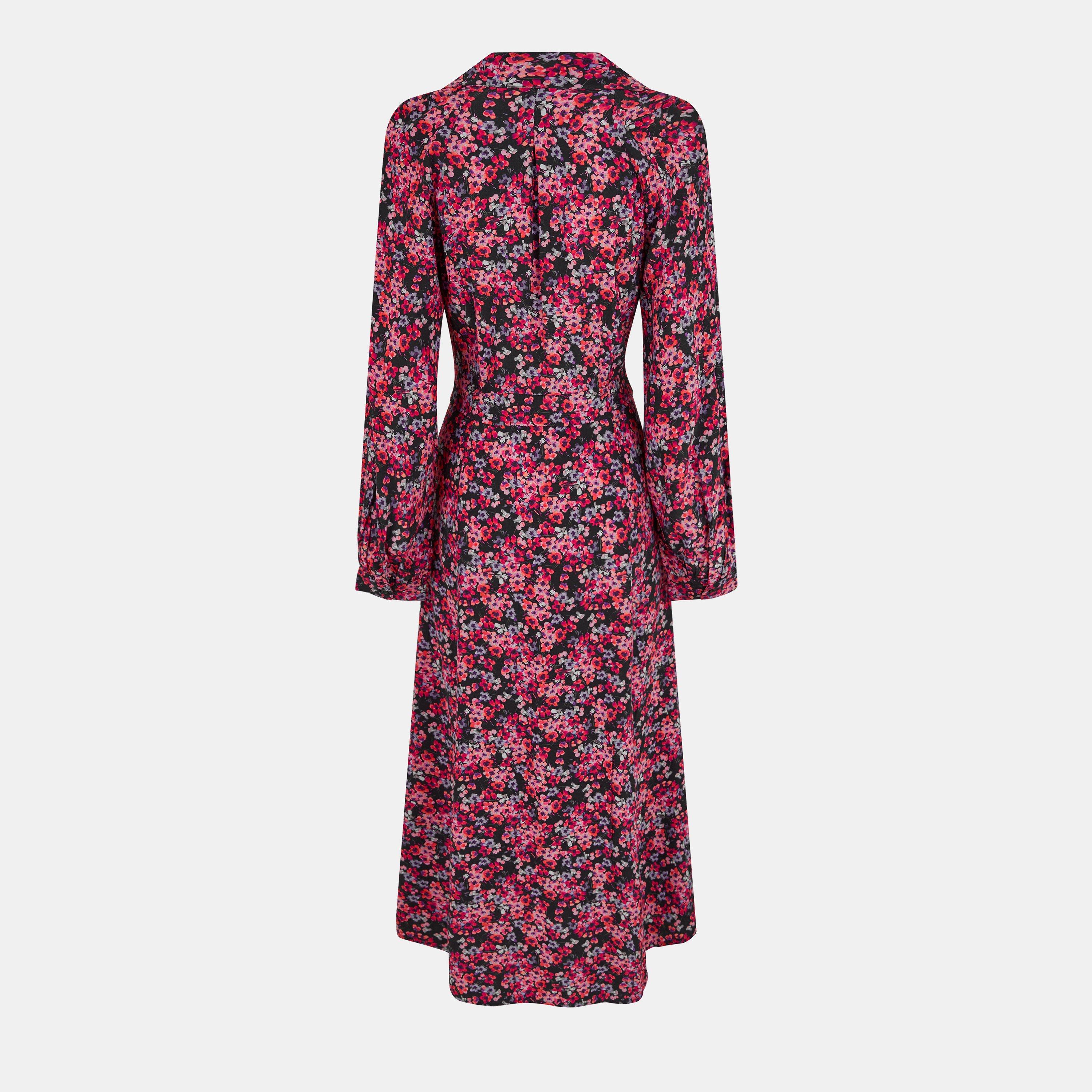 Black/Pink Mti - French Connection - Women's Jennifer Midi A-Line Dress - 2