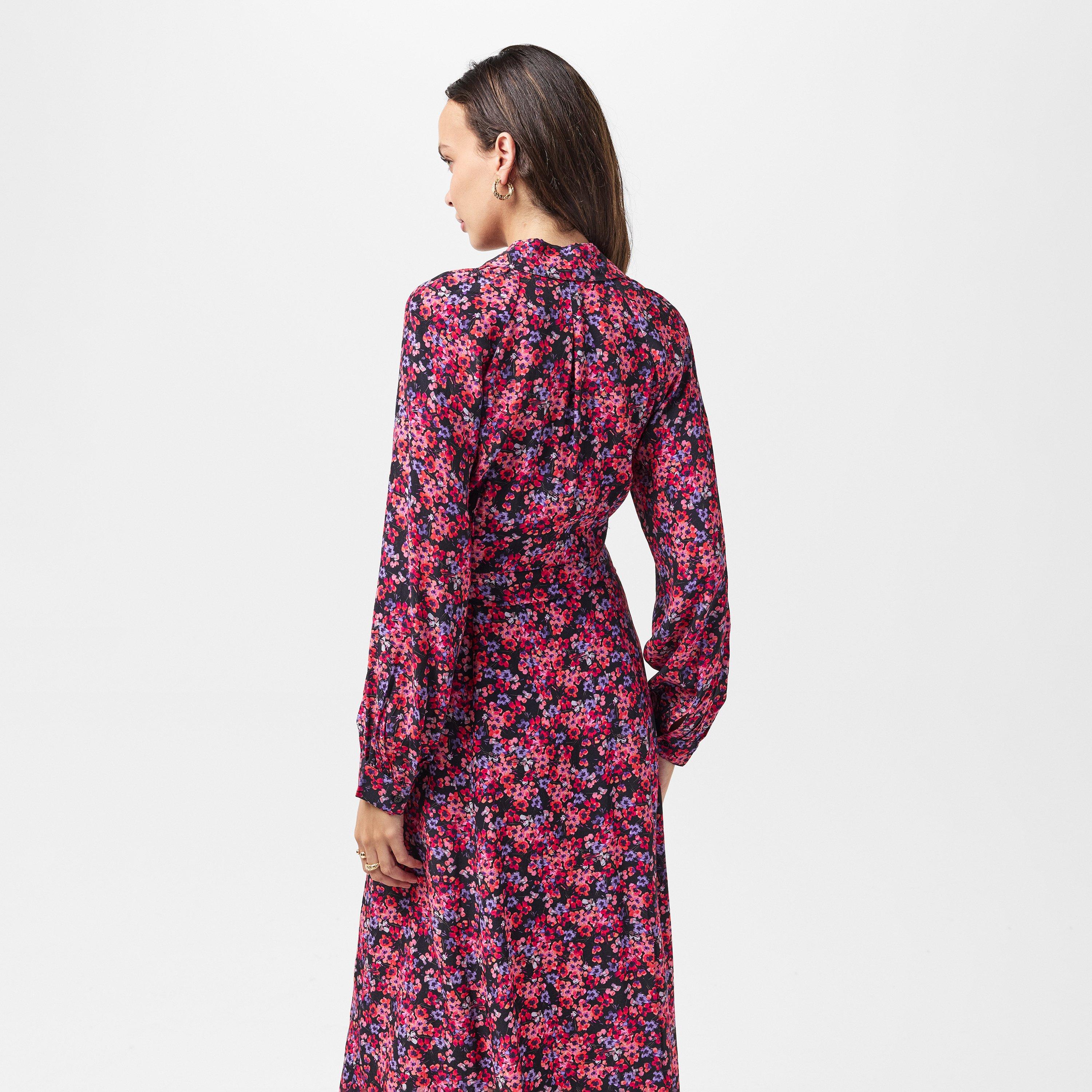 Black/Pink Mti - French Connection - Women's Jennifer Midi A-Line Dress - 4