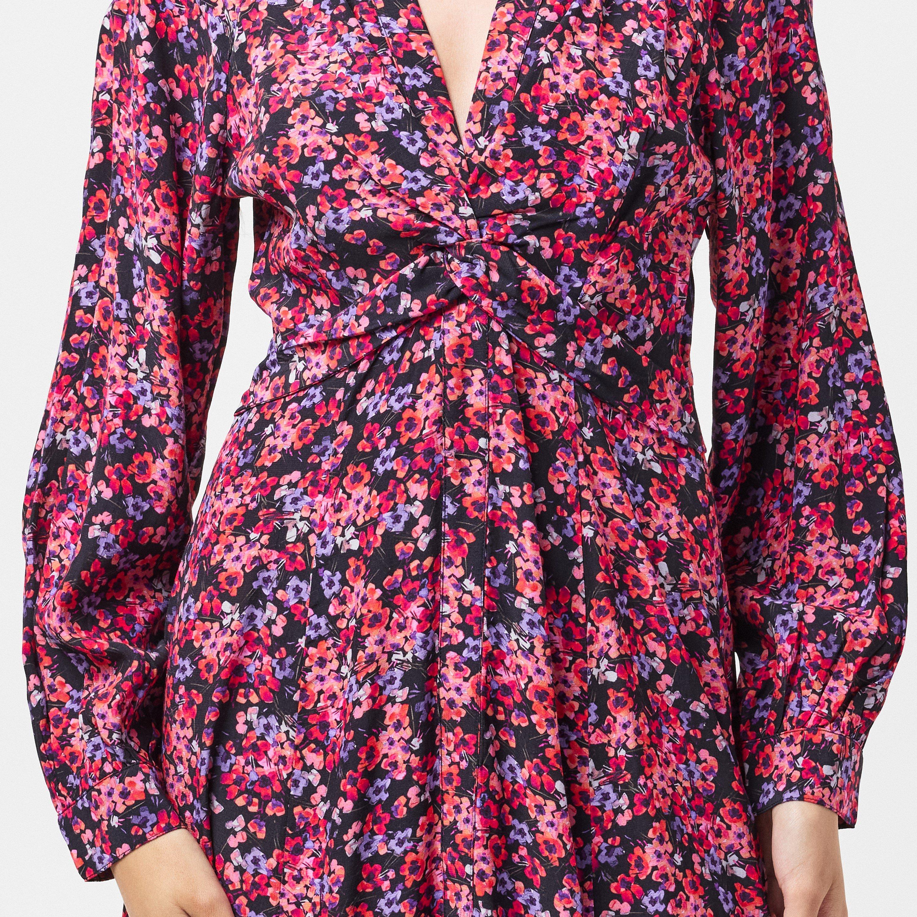 Black/Pink Mti - French Connection - Women's Jennifer Midi A-Line Dress - 5