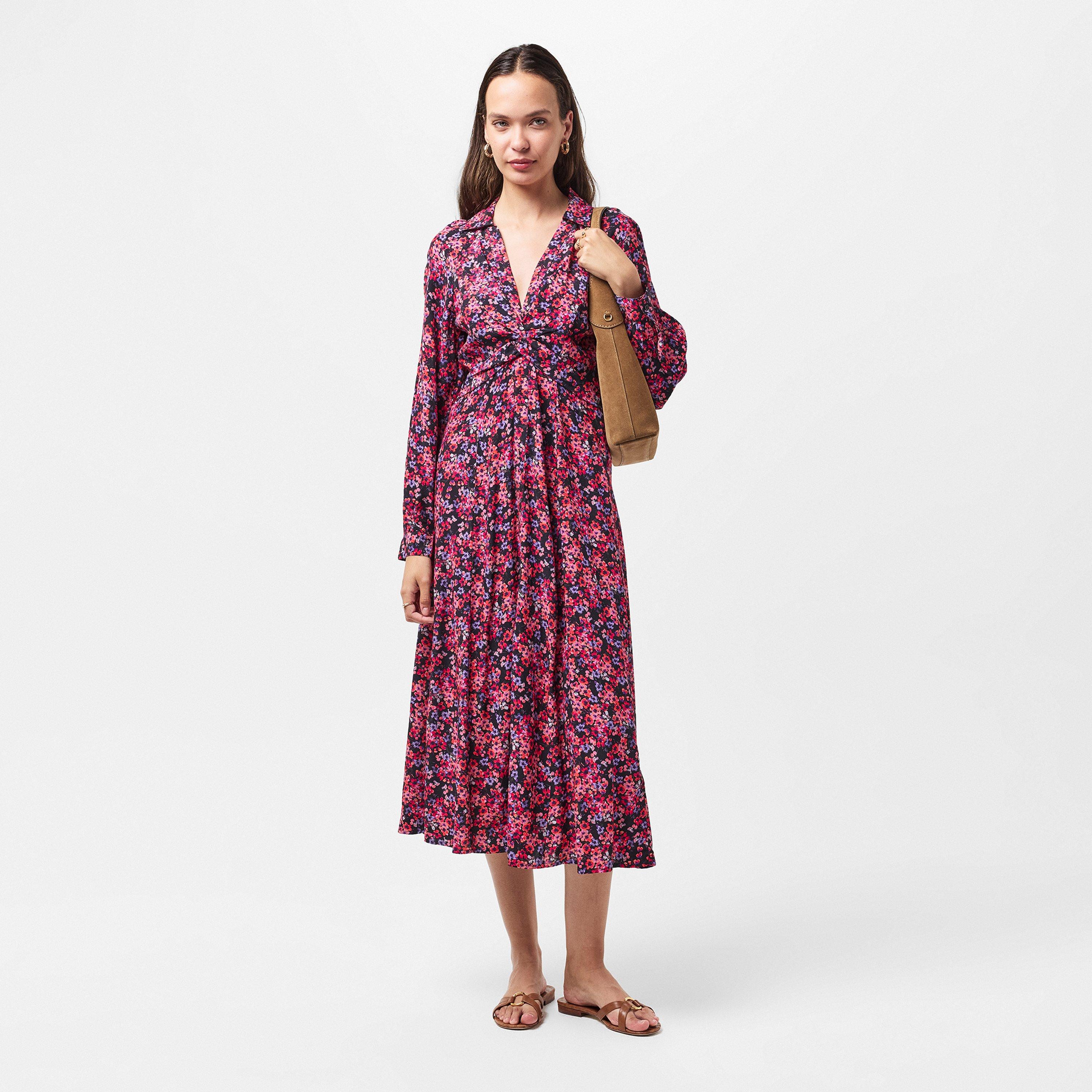 Black/Pink Mti - French Connection - Women's Jennifer Midi A-Line Dress - 6