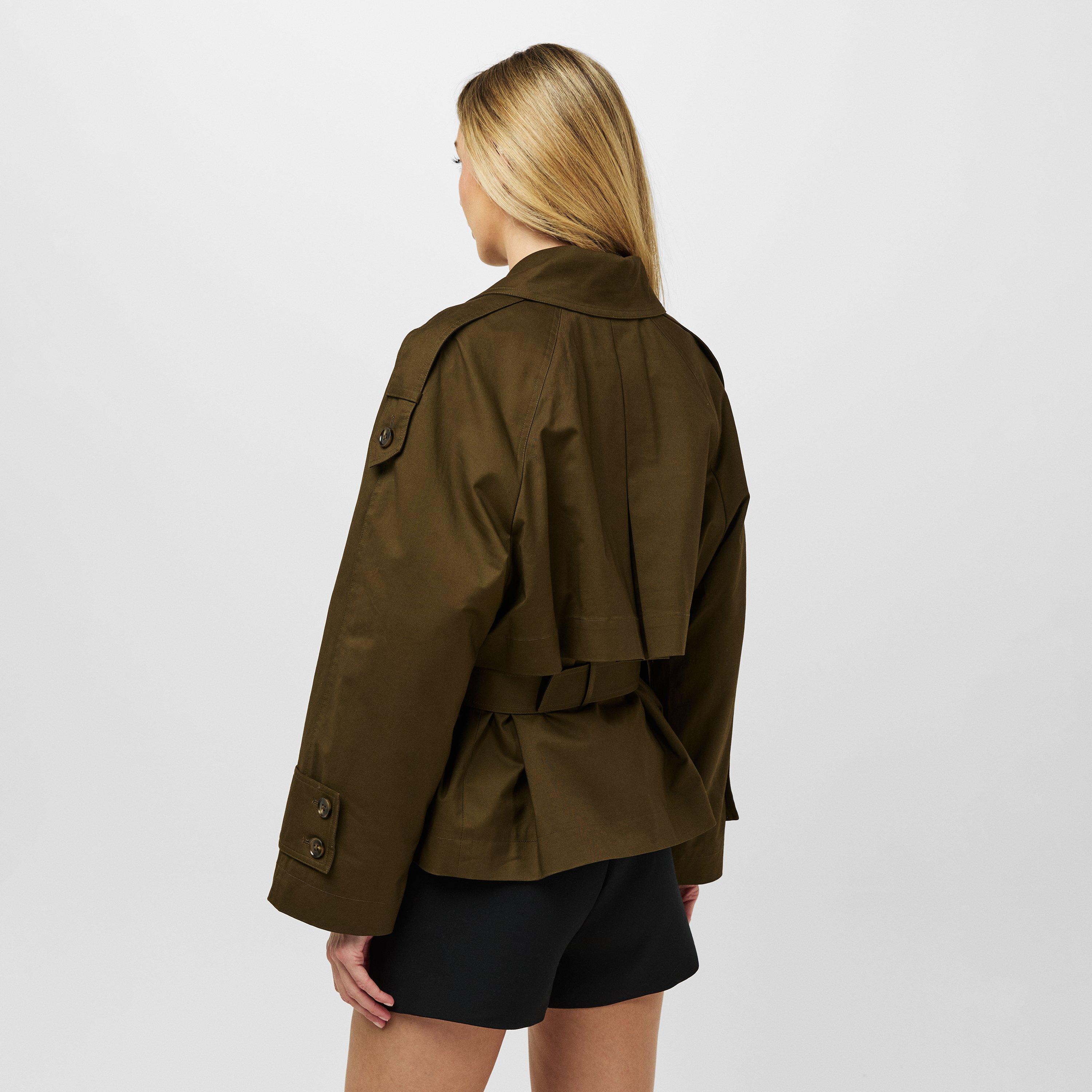 Khaki - French Connection - Women's Denby Weather-Resistant Belted Trench Coat - 4