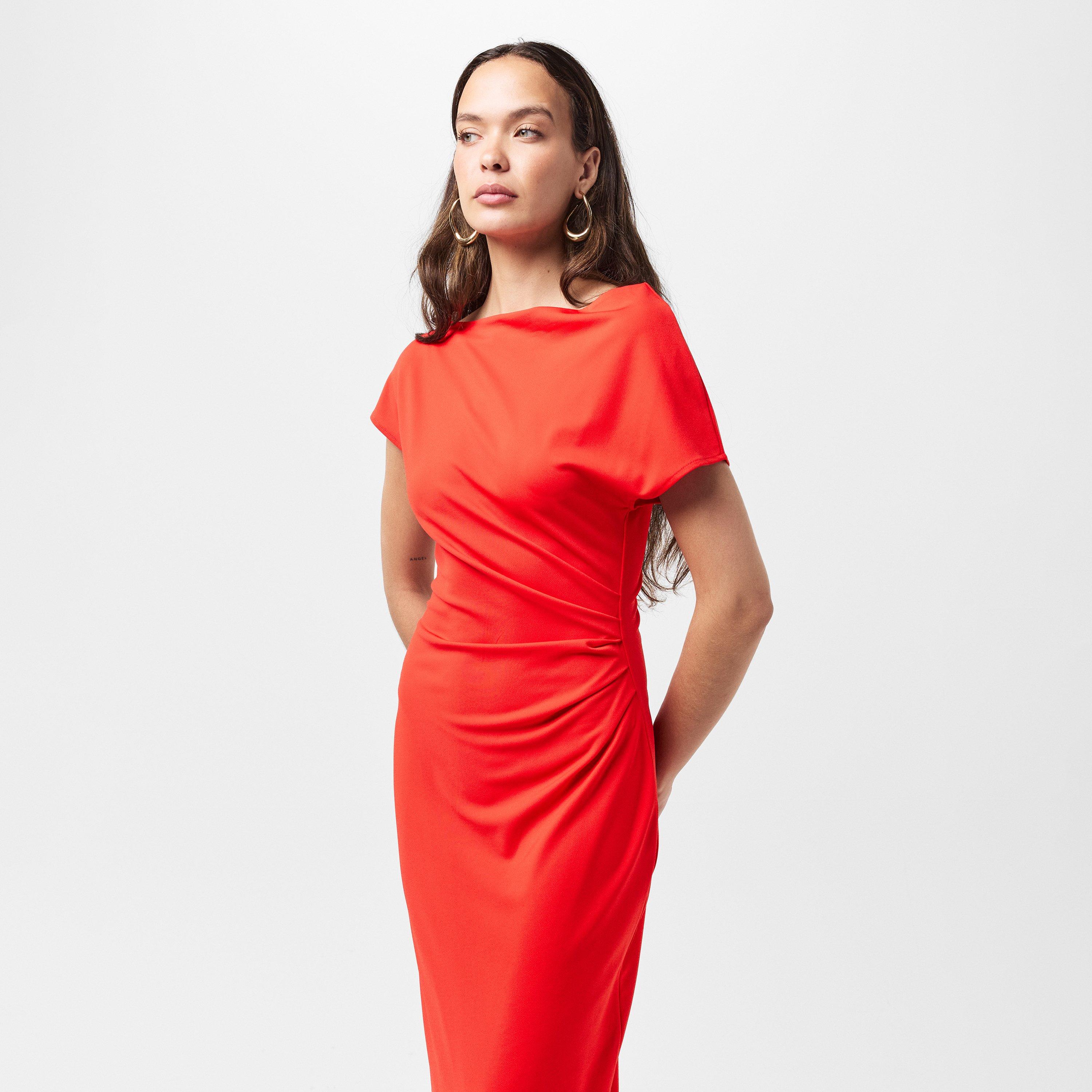 Scarlet Red - French Connection - Women's Valetta Off-Shoulder A-Line Dress - 3