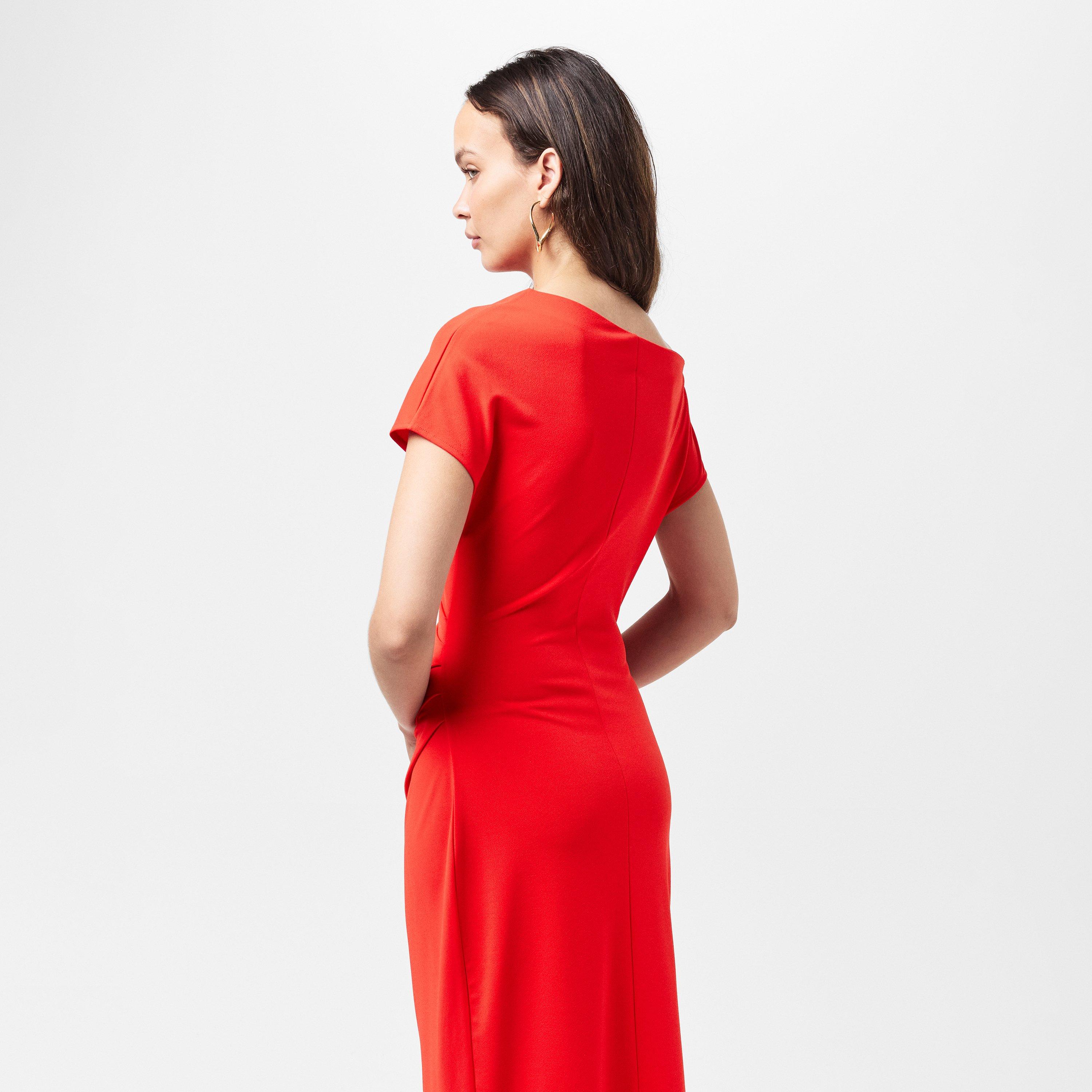 Scarlet Red - French Connection - Women's Valetta Off-Shoulder A-Line Dress - 4