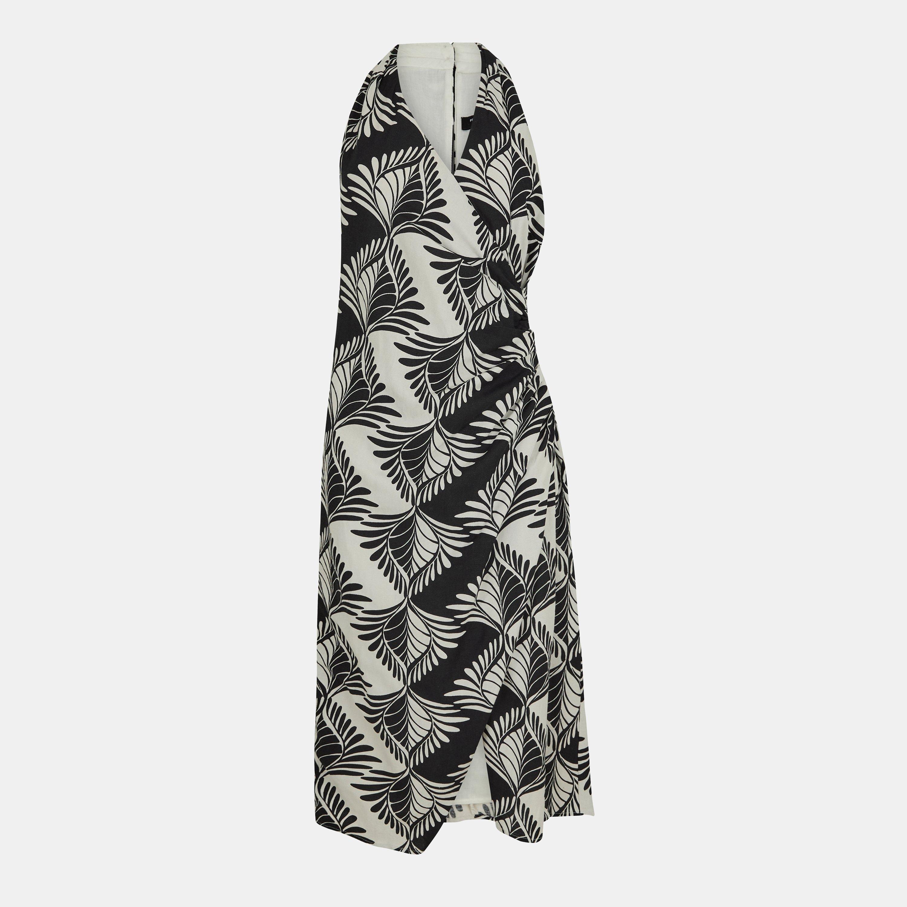 Black/Cream - French Connection - Women's Ariette Crossover Wrap Dress - 1