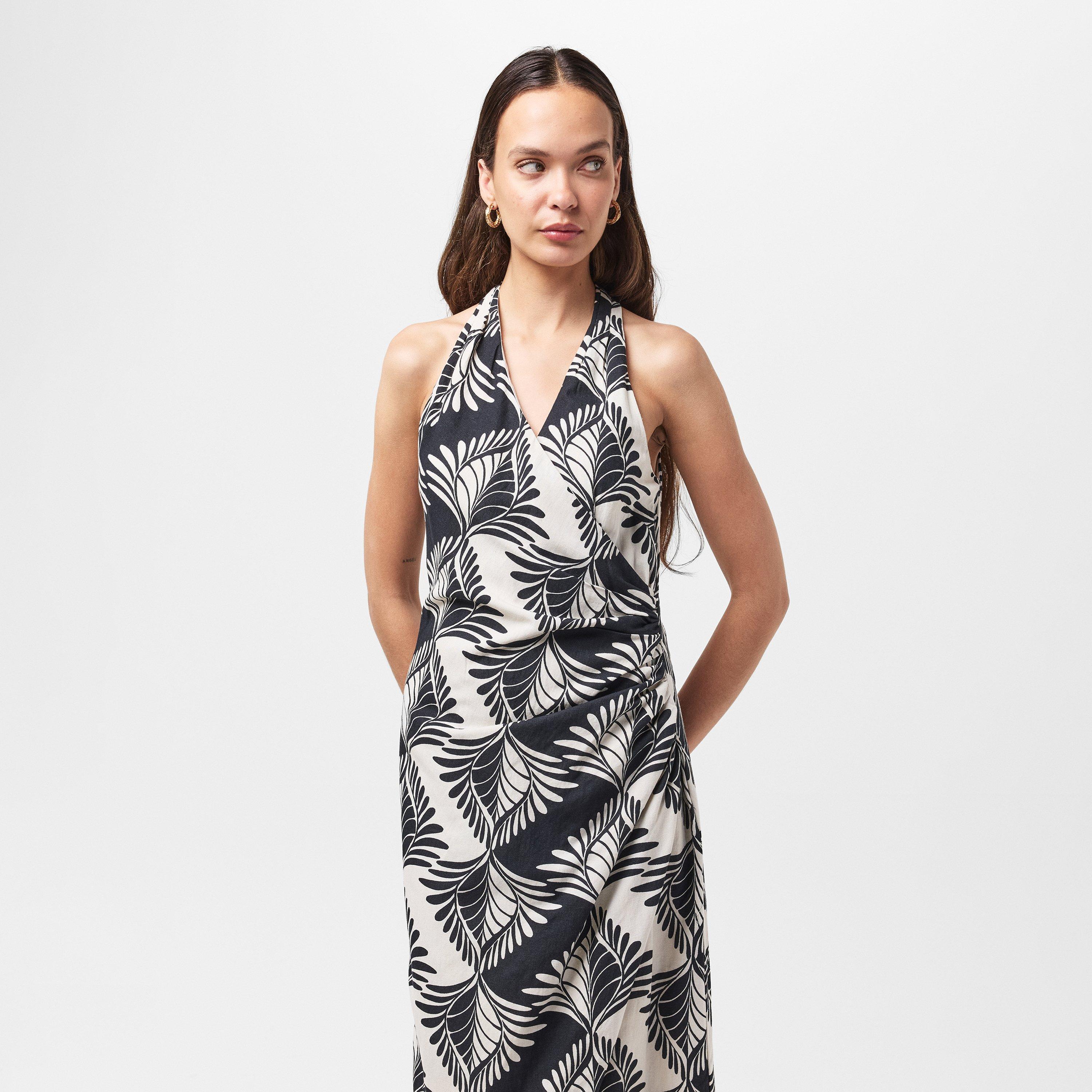 Black/Cream - French Connection - Women's Ariette Crossover Wrap Dress - 3