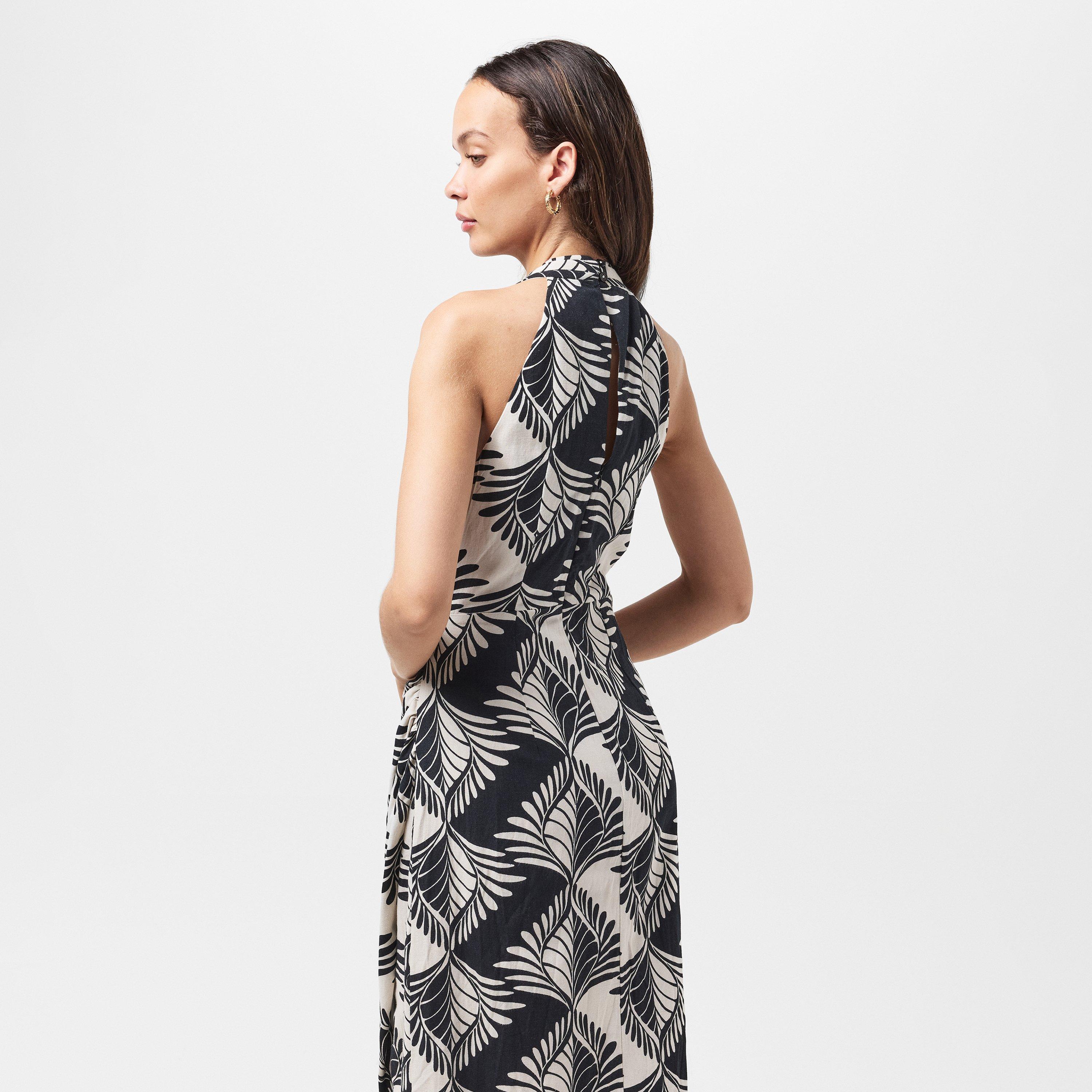 Black/Cream - French Connection - Women's Ariette Crossover Wrap Dress - 4