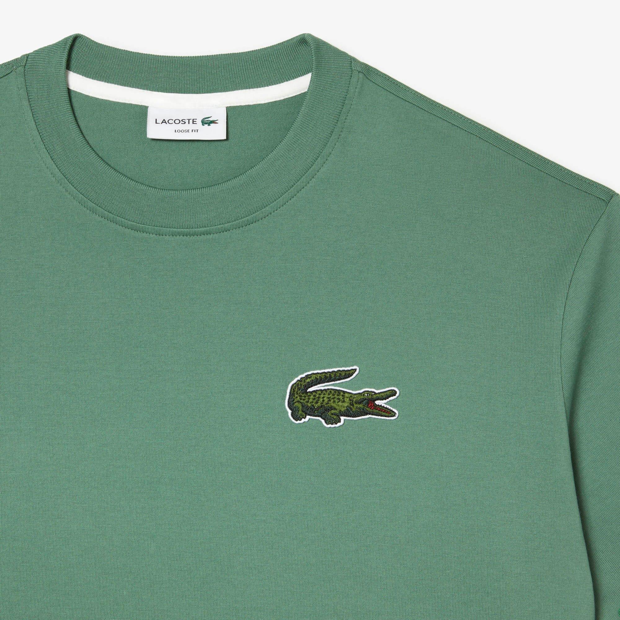 Green - Lacoste - Loose Fit Large Crocodile Organic  T-Shirt - 2