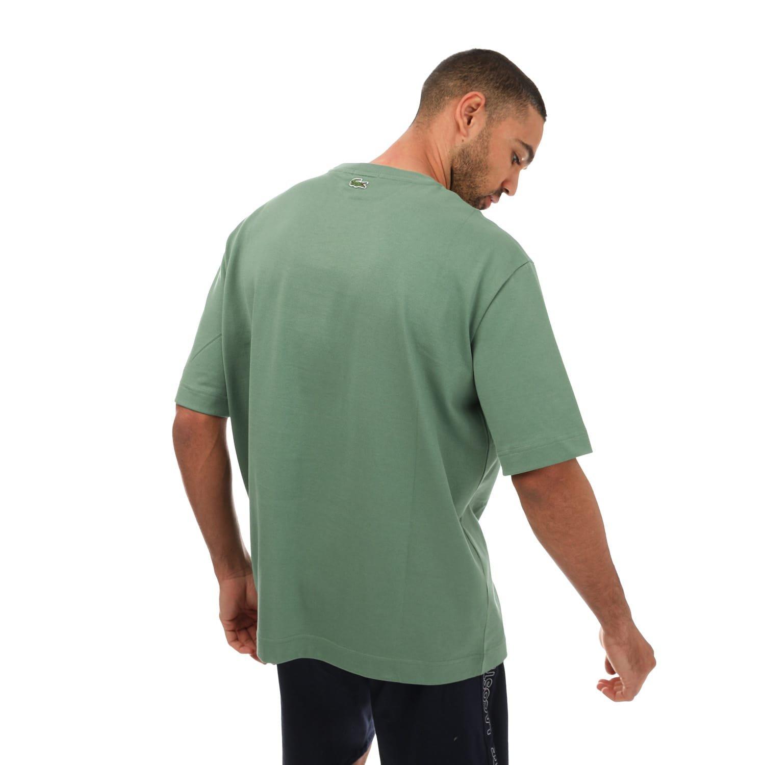 Green - Lacoste - Loose Fit Large Crocodile Organic  T-Shirt - 4